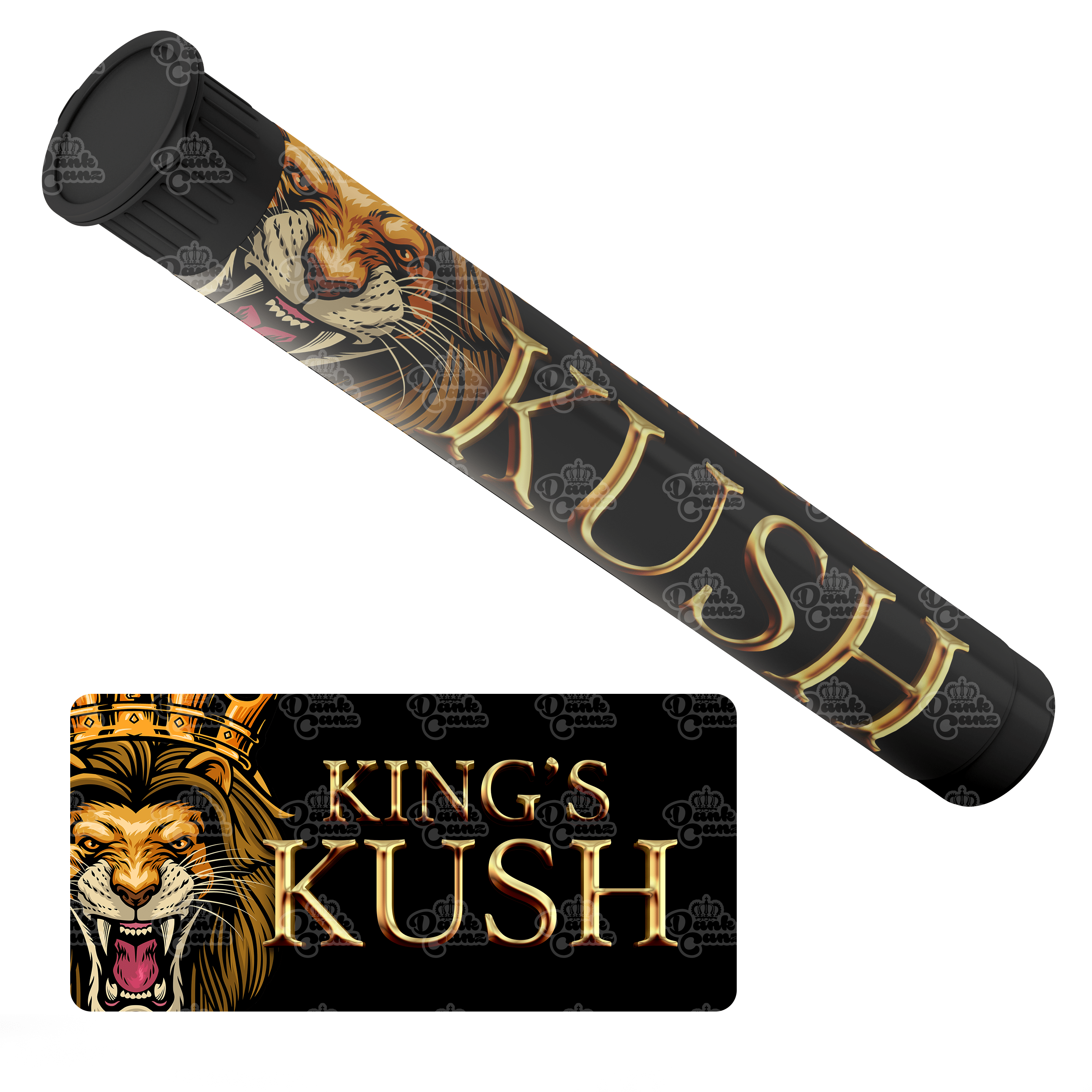 Kings Kush Pre Roll Tubes - Labelled - DC Packaging Custom Cannabis Packaging