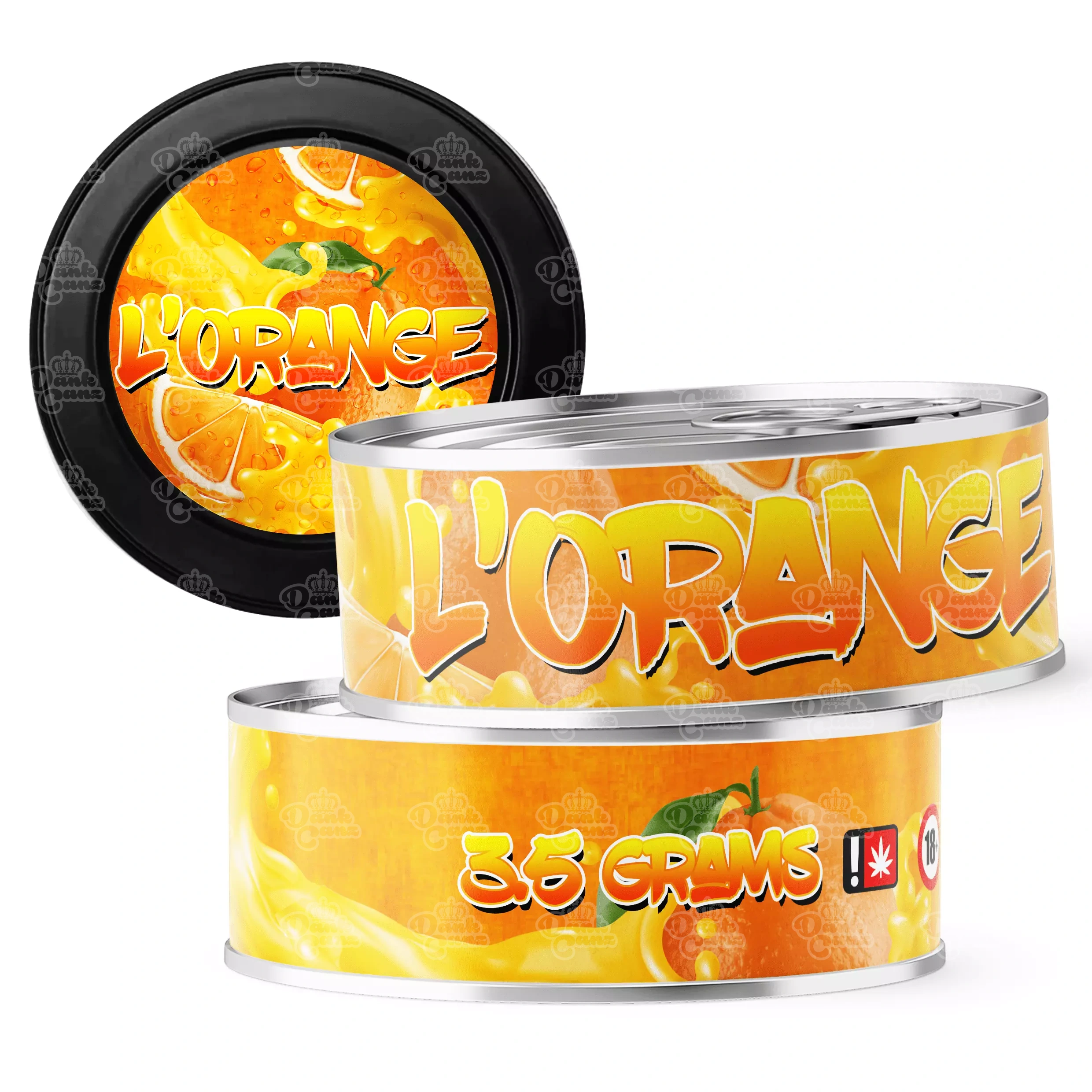 L’Orange 3.5g Self Seal Tins - DC Packaging Custom Cannabis Packaging
