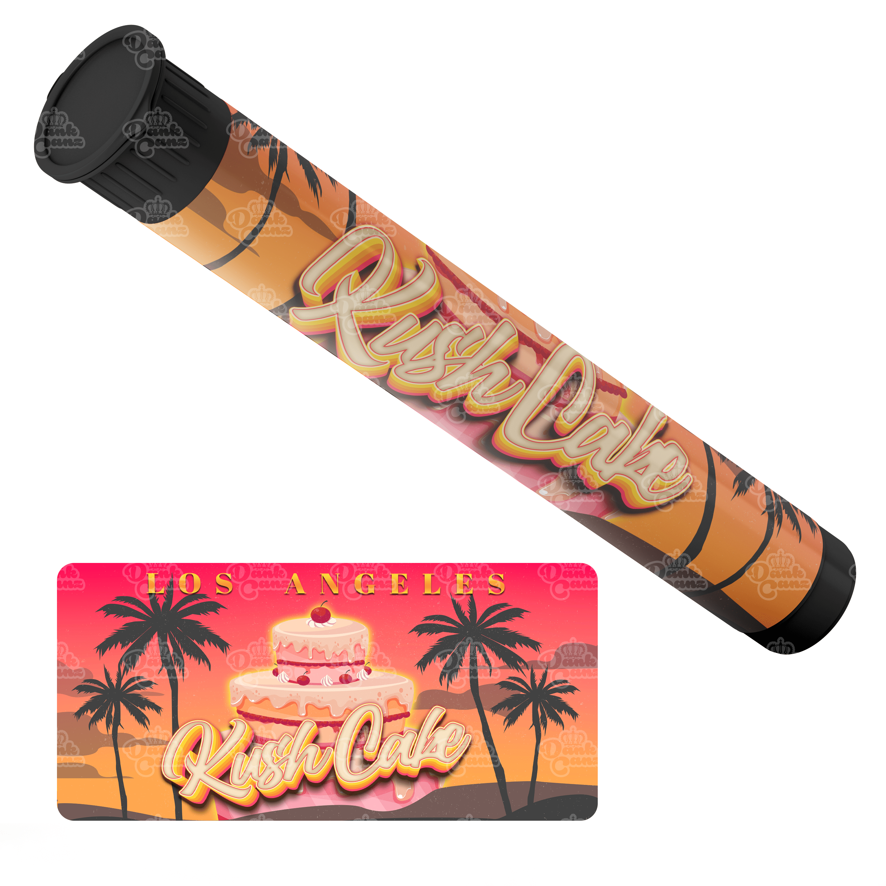 LA Kush Cake Pre Roll Tubes - Labelled - DC Packaging Custom Cannabis Packaging