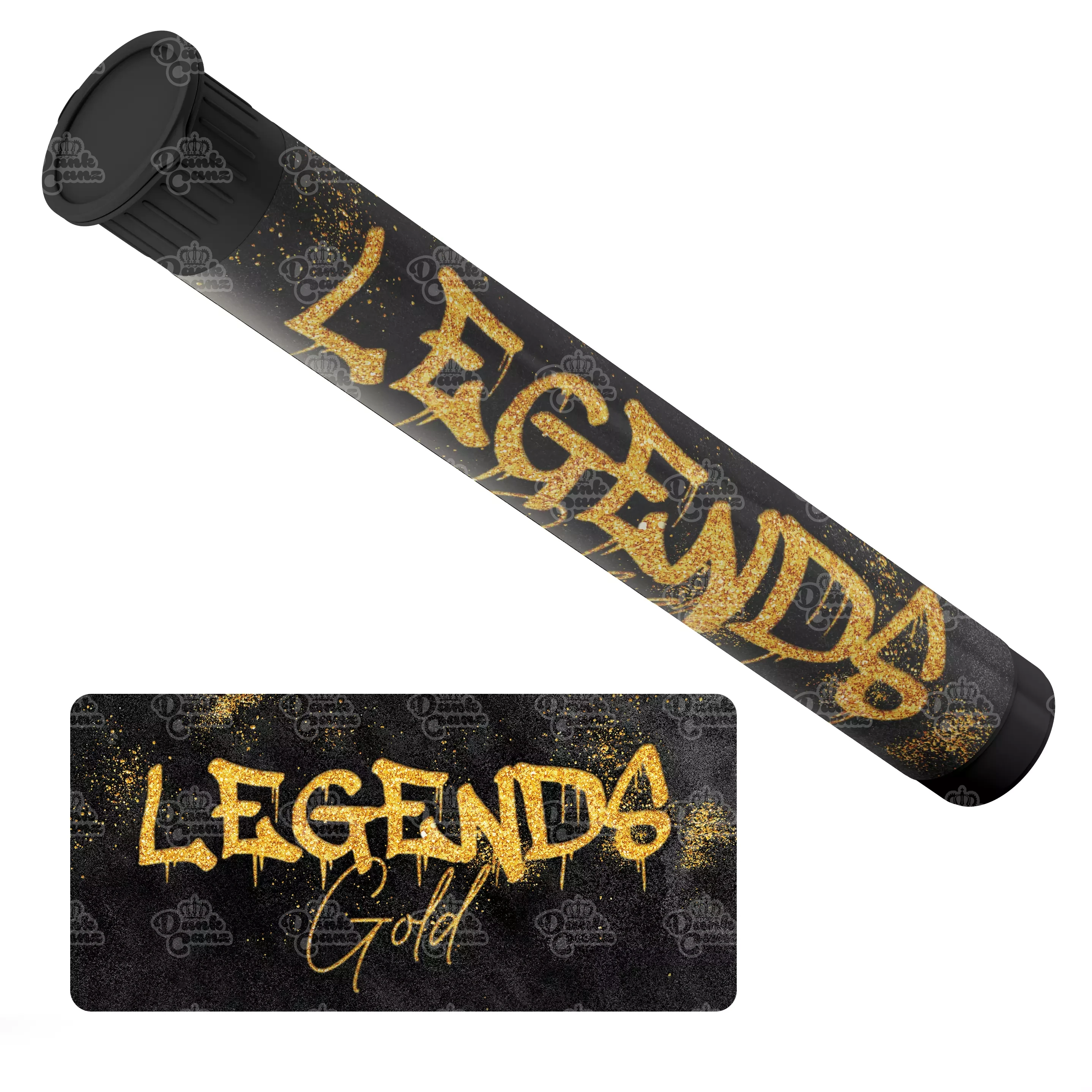 Legends Gold Pre Roll Tubes - Labelled - DC Packaging Custom Cannabis Packaging