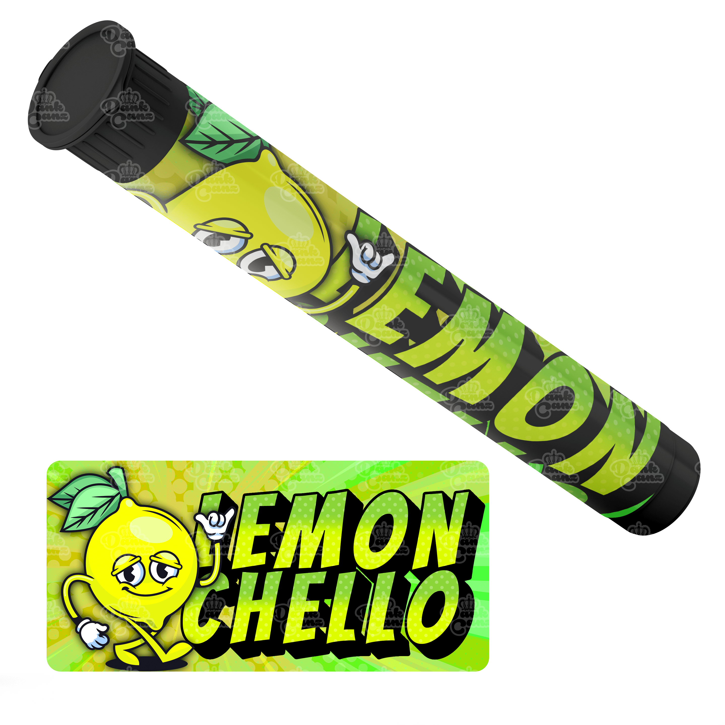 Lemon Chello Pre Roll Tubes - Labelled - DC Packaging Custom Cannabis Packaging