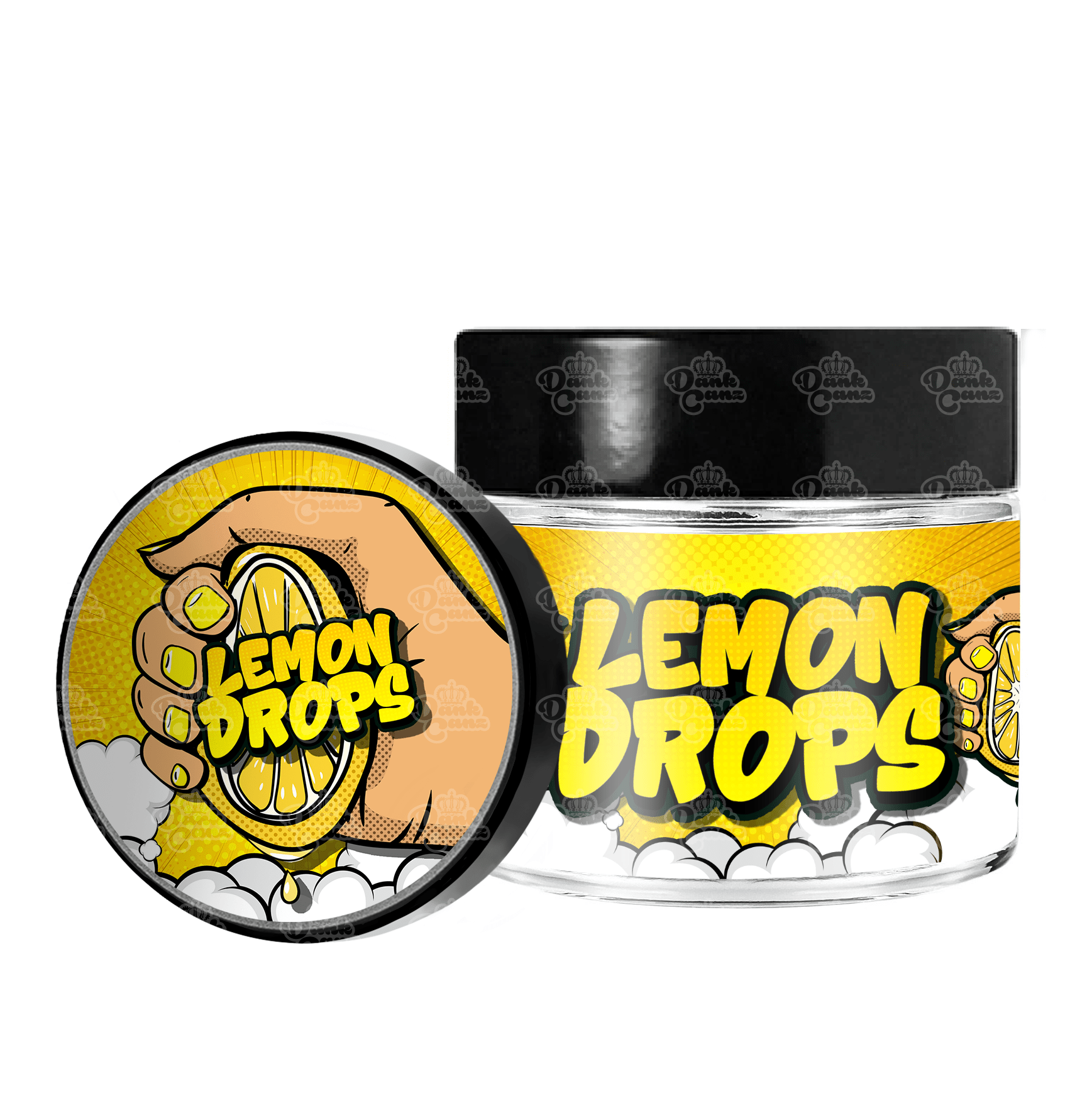 Lemon Drops 3.5g/60ml Glass Jars - Labelled - DC Packaging Custom Cannabis Packaging