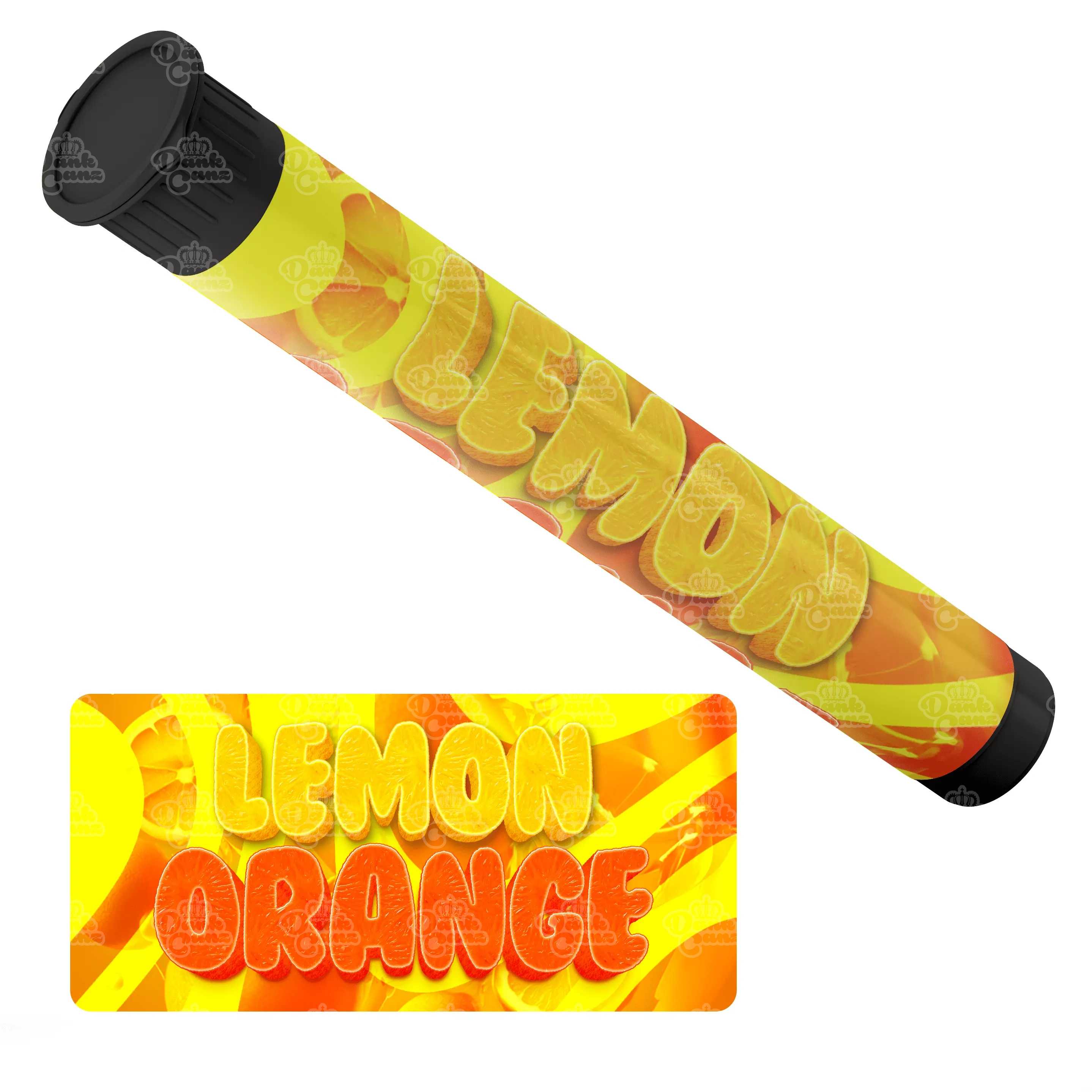 Lemon Orange Pre Roll Tubes - Labelled - DC Packaging Custom Cannabis Packaging