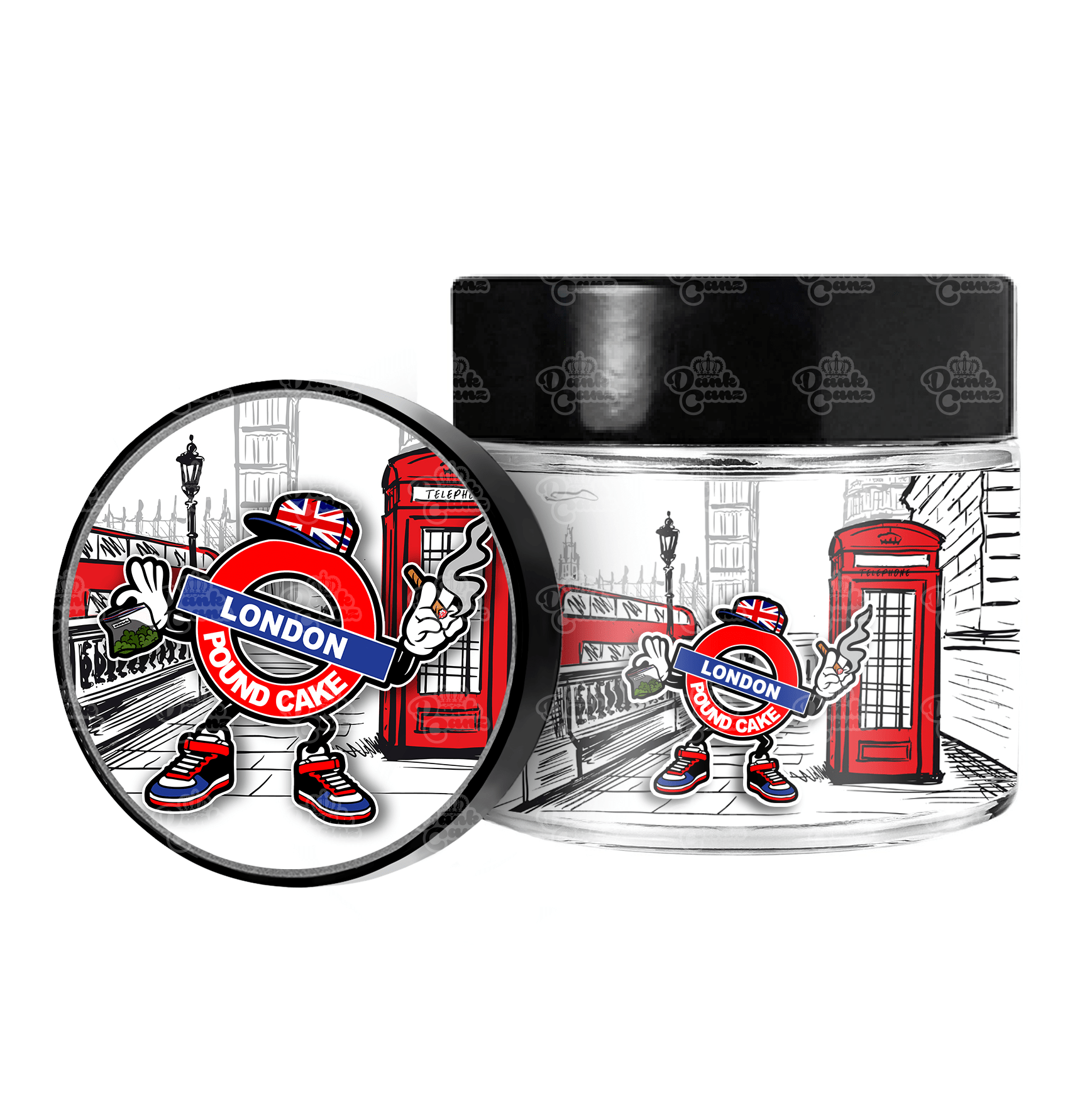 London Pound Cake 3.5g/60ml Glass Jars - Labelled. - DC Packaging Custom Cannabis Packaging