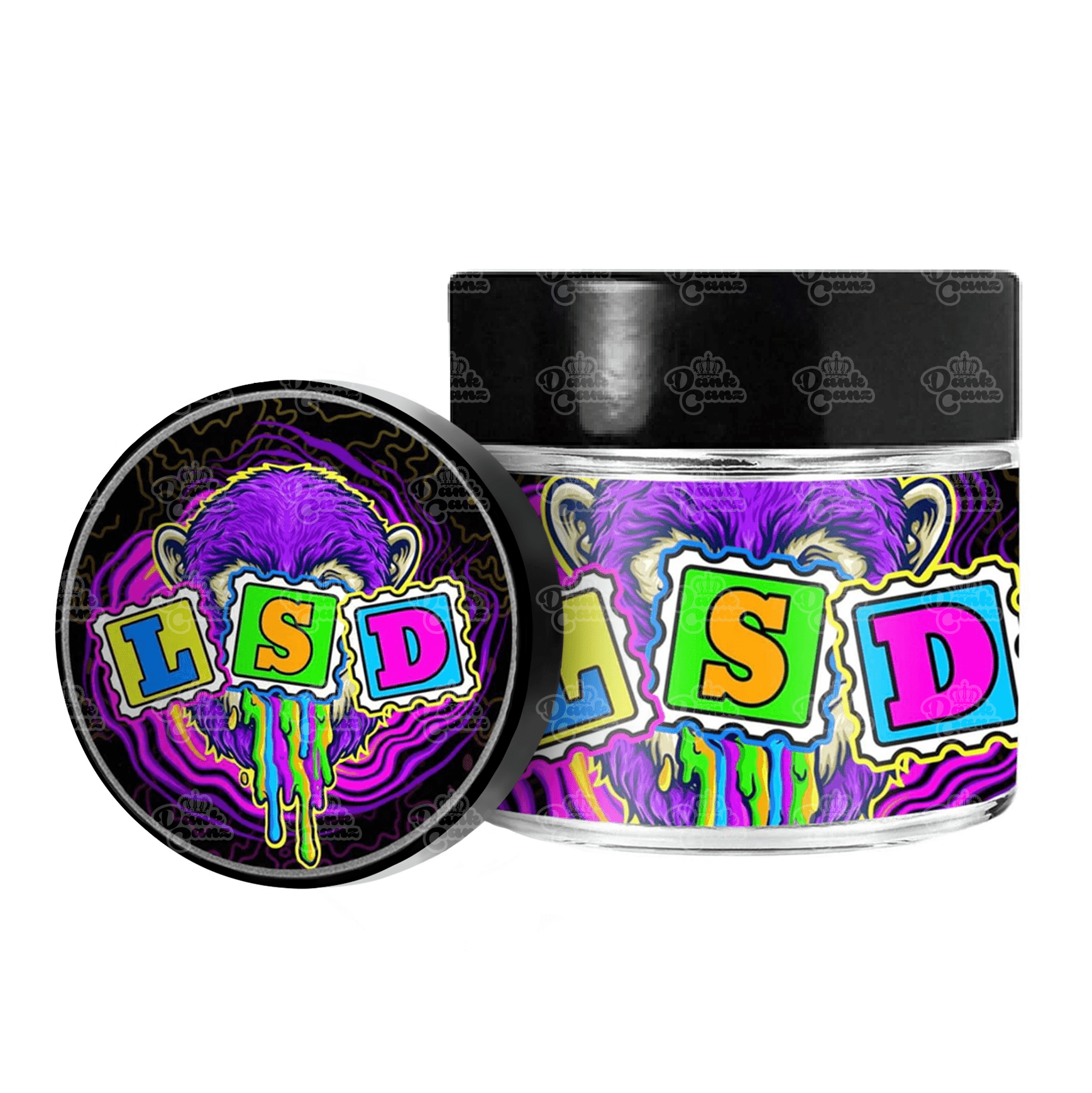 LSD 3.5g/60ml Glass Jars - Labelled - DC Packaging Custom Cannabis Packaging