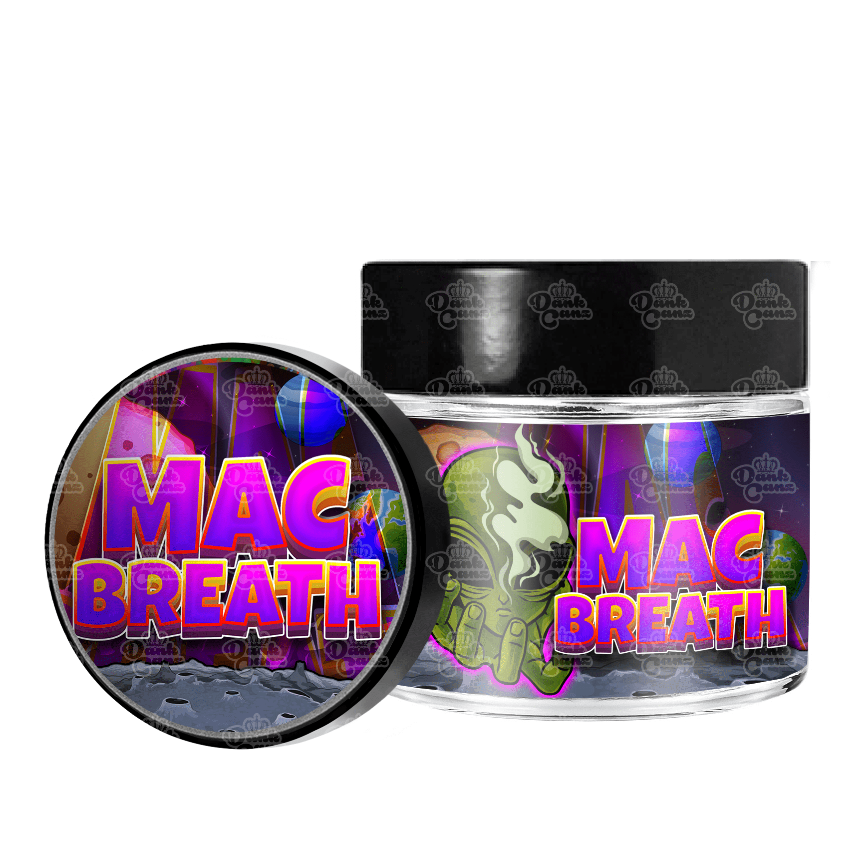 Mac Breath 3.5g/60ml Glass Jars - Labelled - DC Packaging Custom Cannabis Packaging
