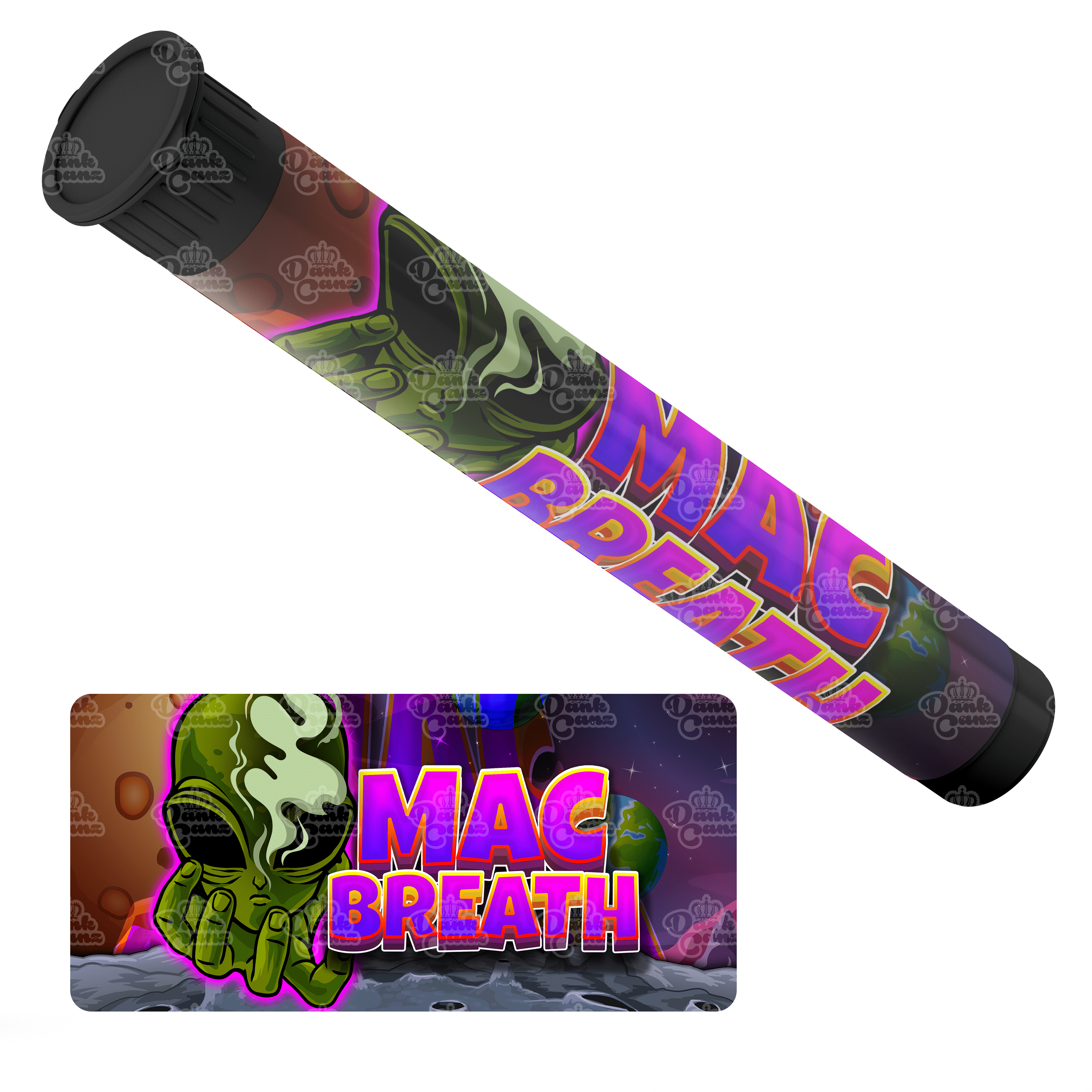 Mac Breath Pre Roll Tubes - Labelled - DC Packaging Custom Cannabis Packaging