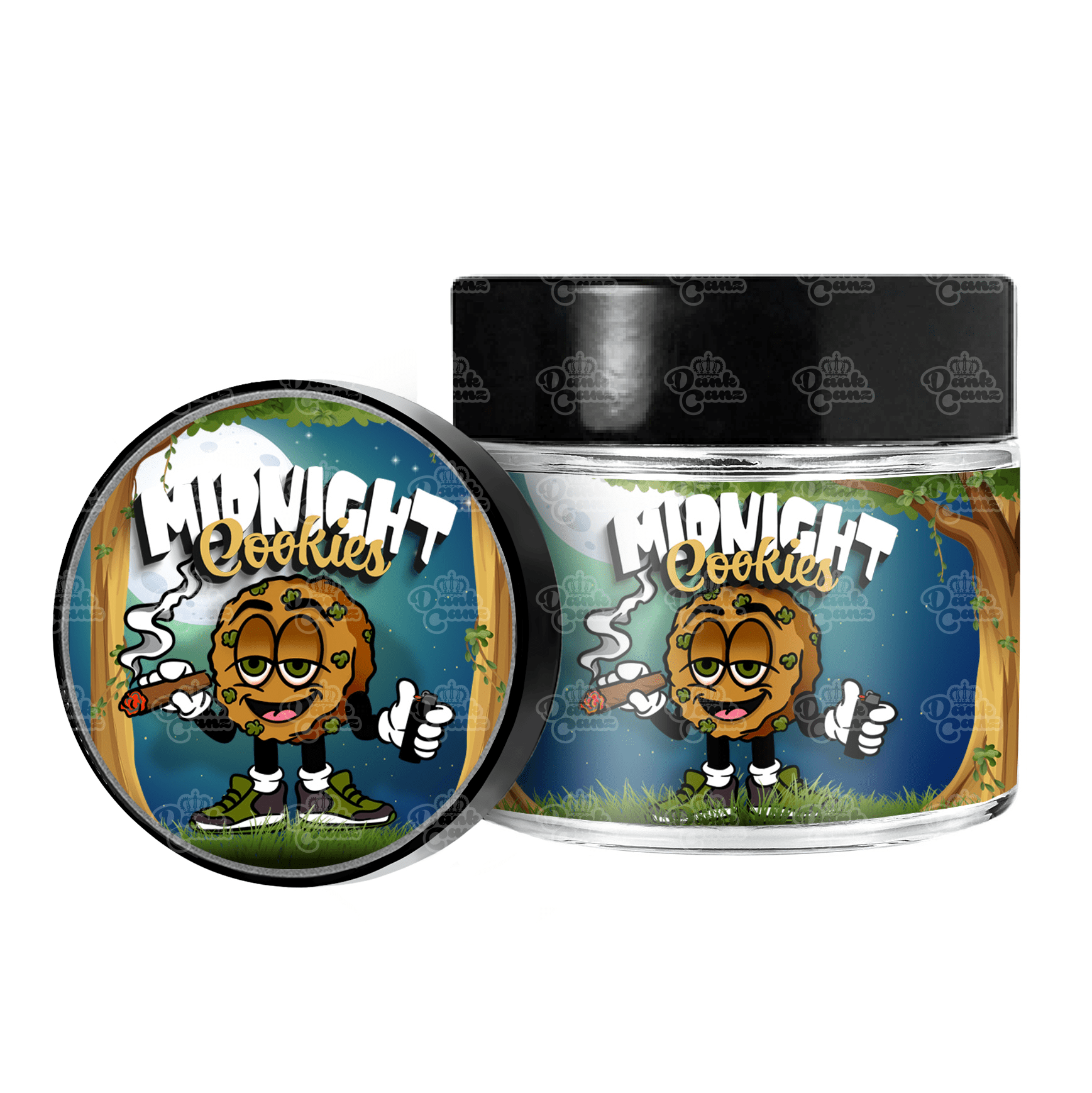 Midnight Cookies 3.5g/60ml Glass Jars - Labelled - DC Packaging Custom Cannabis Packaging