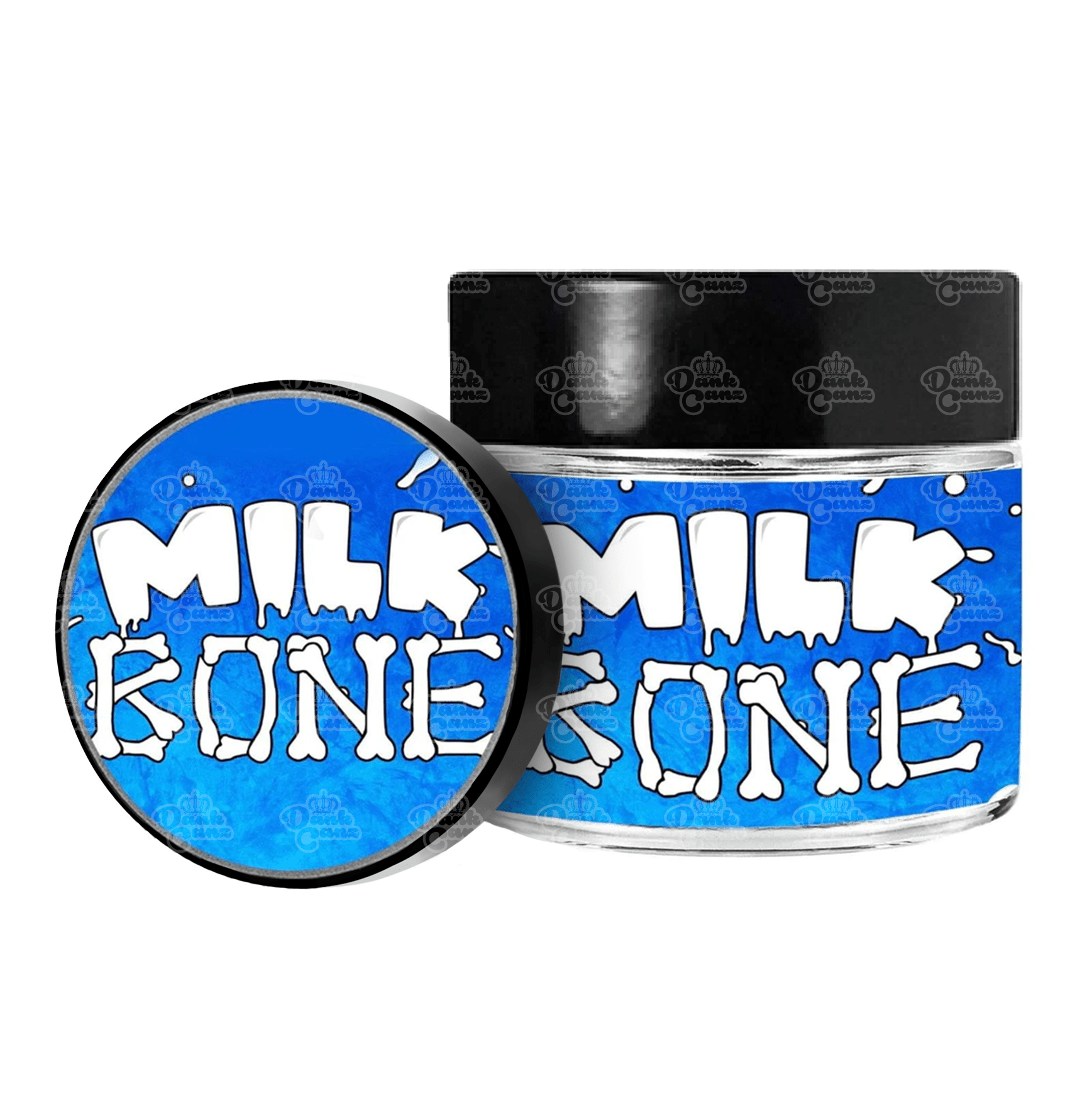 Milk Bone 3.5g/60ml Glass Jars - Labelled - DC Packaging Custom Cannabis Packaging