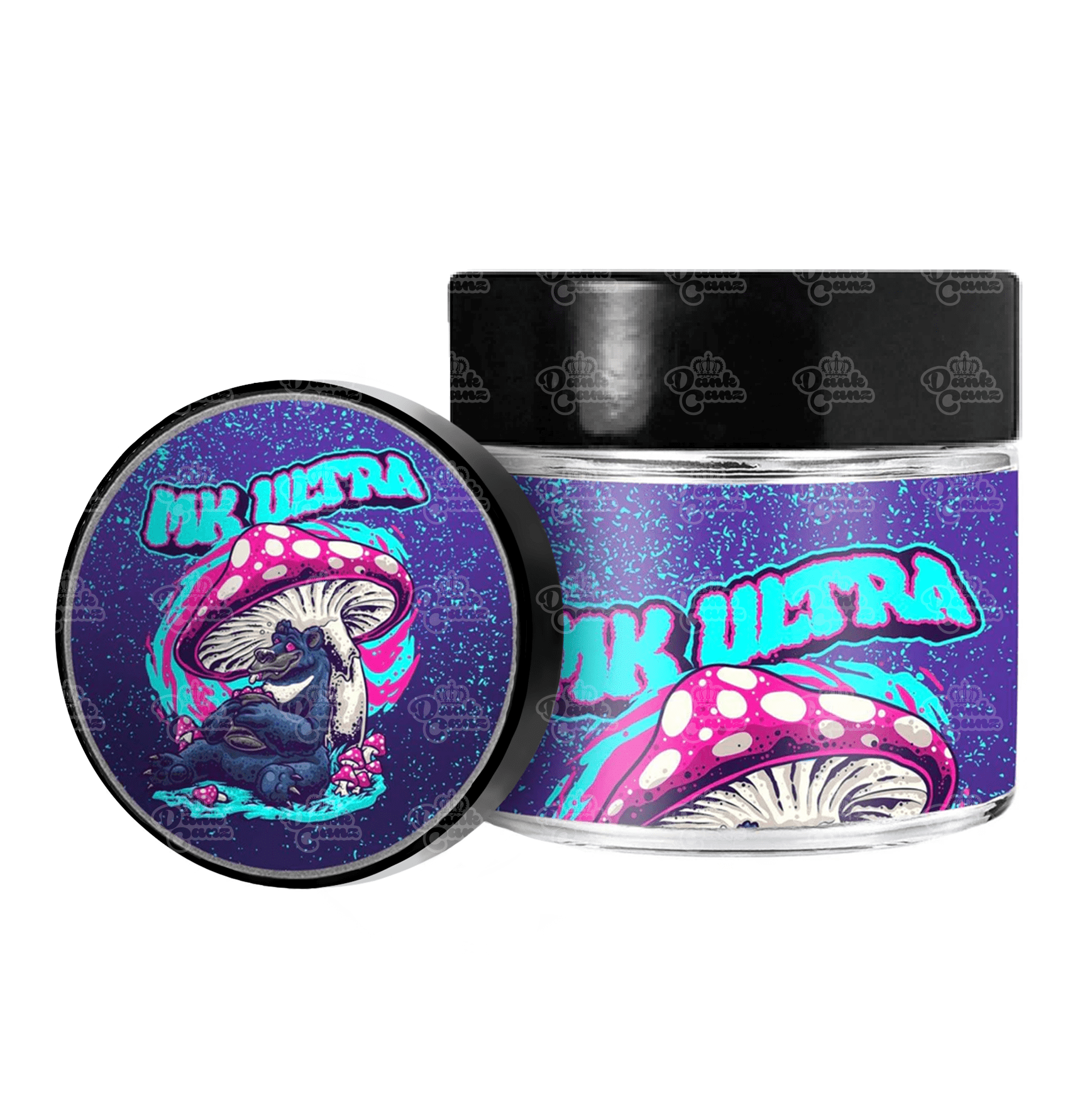 MK Ultra 3.5g/60ml Glass Jars - Labelled - DC Packaging Custom Cannabis Packaging