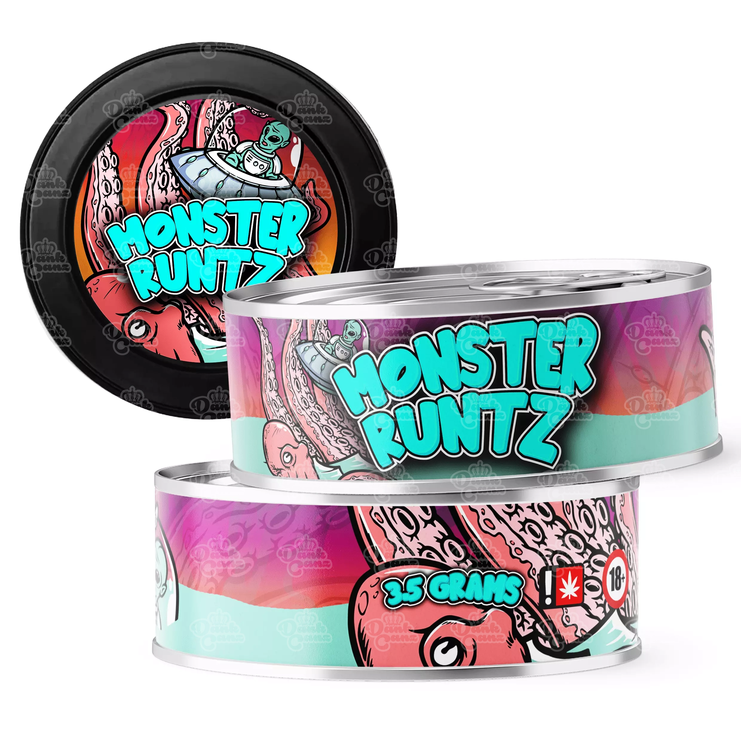 Monster Runtz 3.5g Self Seal Tins - DC Packaging Custom Cannabis Packaging