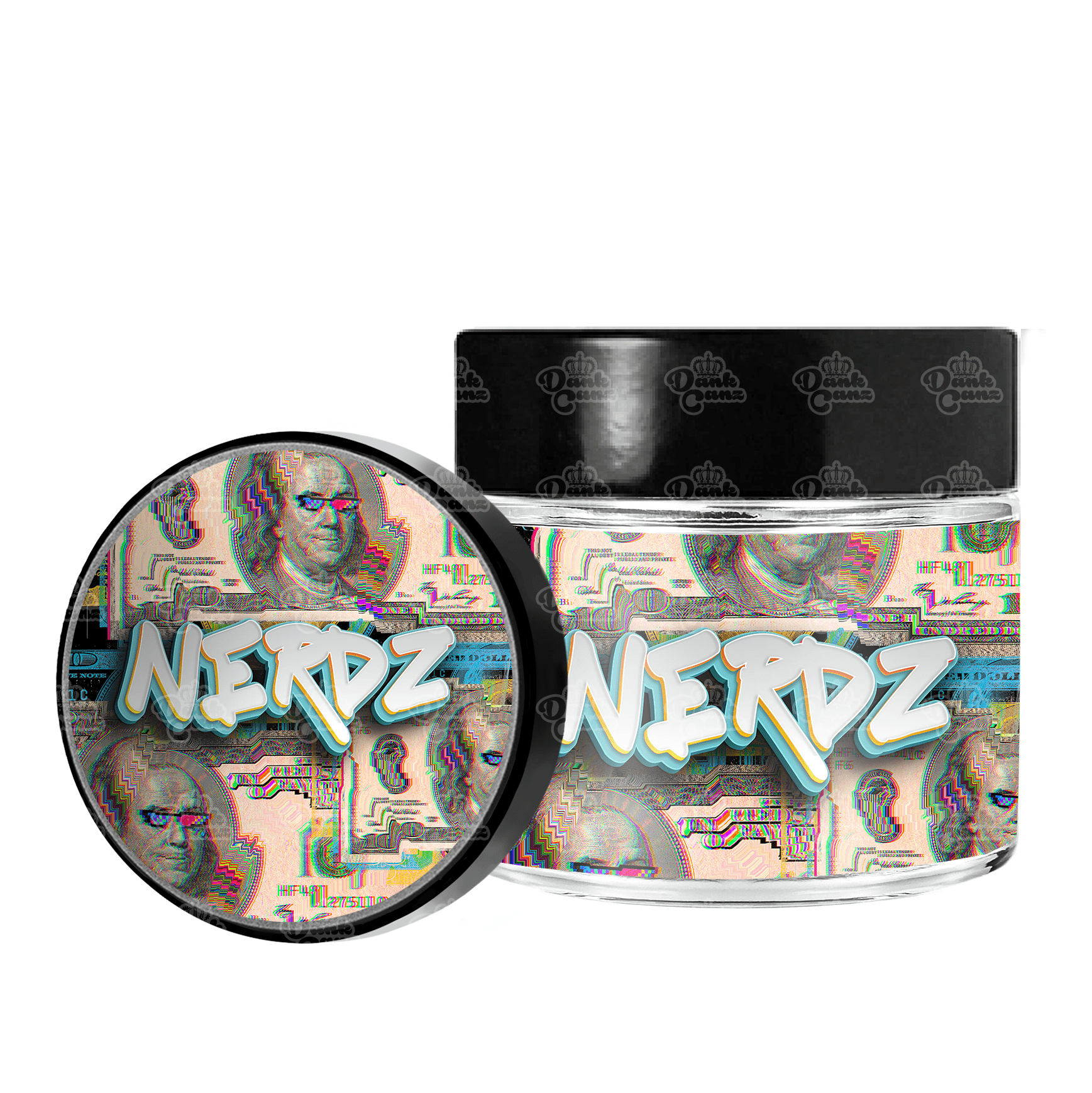 Nerdz 3.5g/60ml Glass Jars - Labelled - DC Packaging Custom Cannabis Packaging