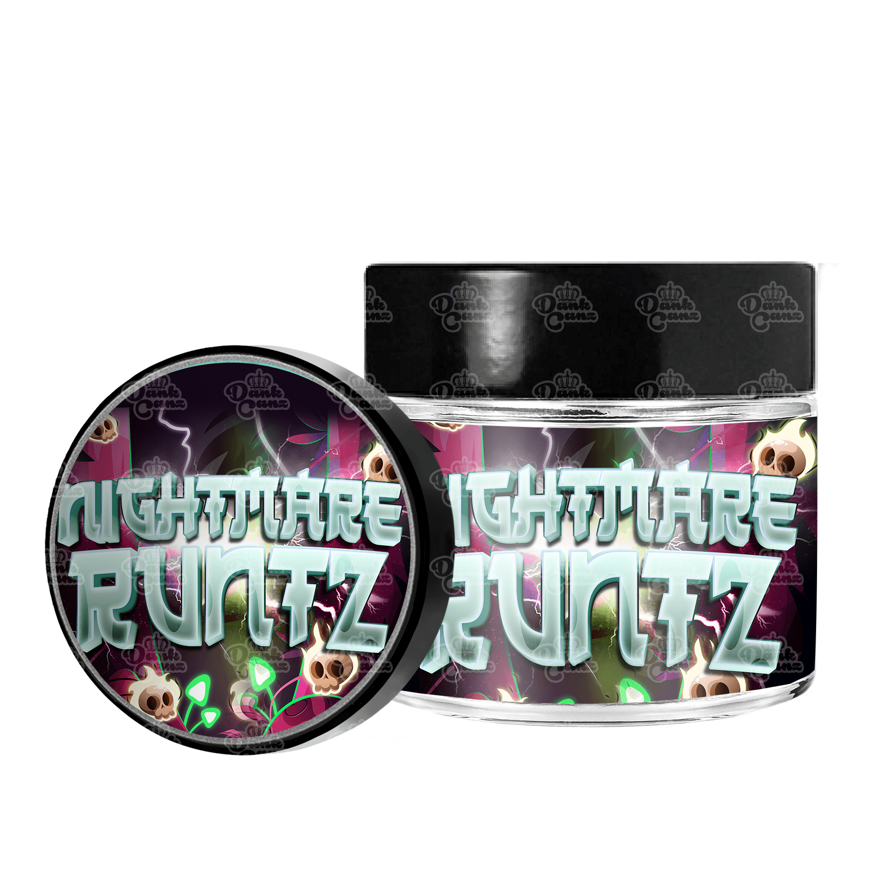 Nightmare Runtz 3.5g/60ml Glass Jars - Labelled - DC Packaging Custom Cannabis Packaging