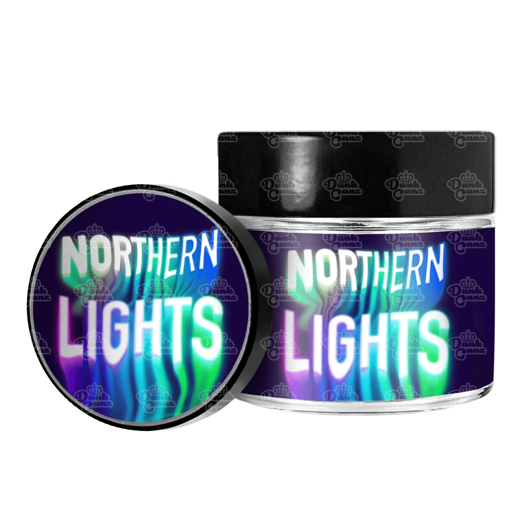 Northern Lights 3.5g/60ml Glass Jars - Labelled - DC Packaging Custom Cannabis Packaging