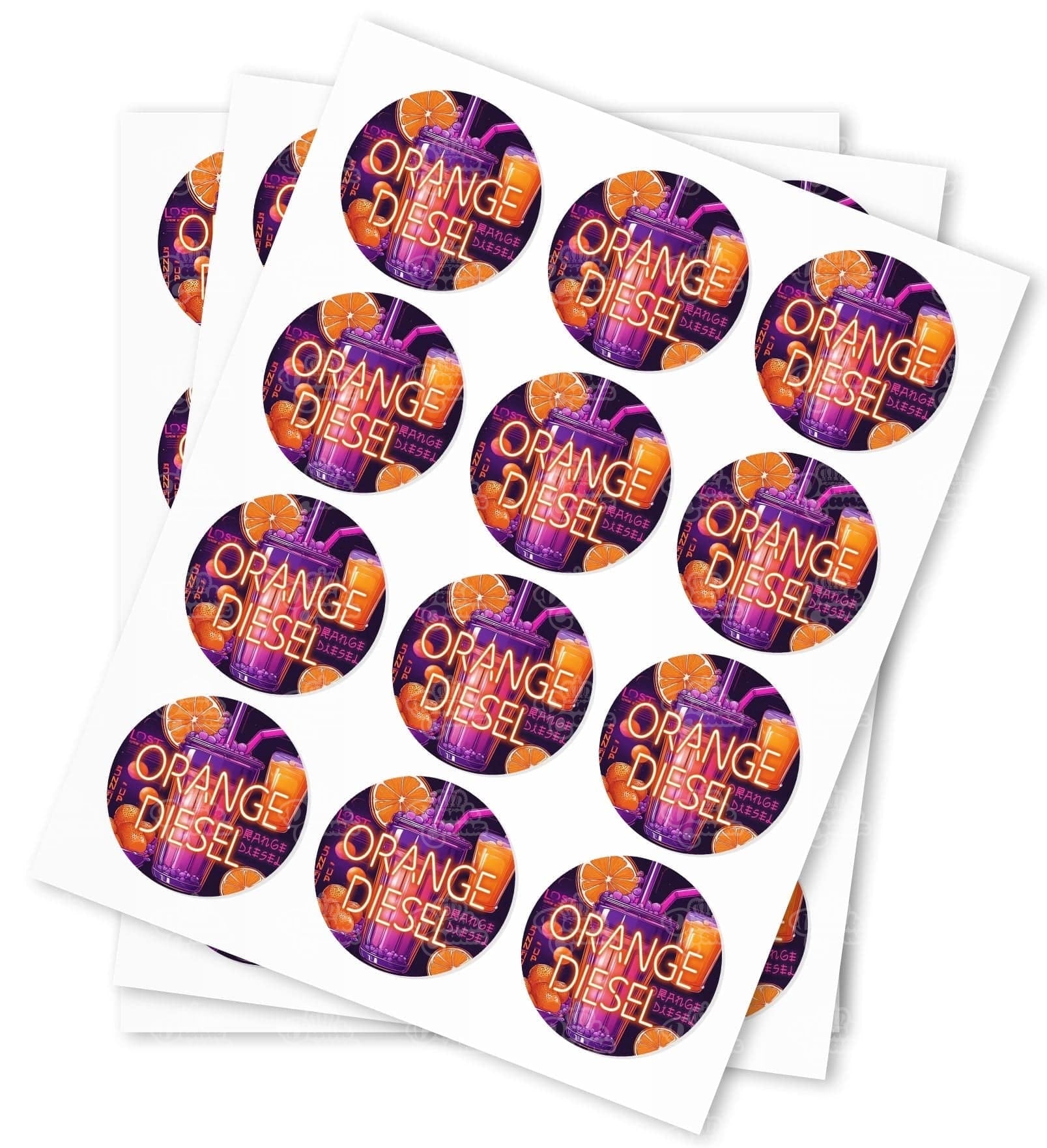 Orange Diesel Strain Stickers - DC Packaging Custom Cannabis Packaging