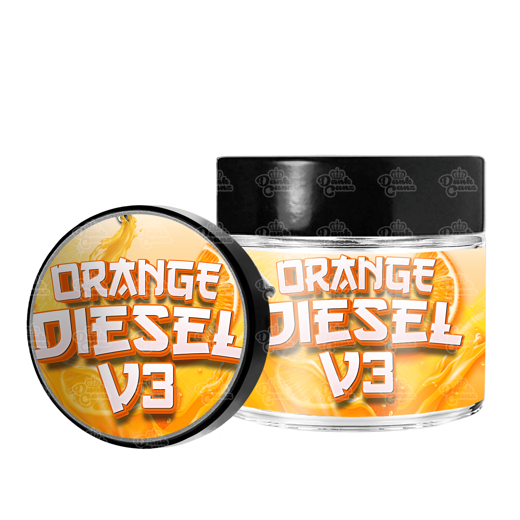 Orange Diesel V3 3.5g/60ml Glass Jars - Labelled - DC Packaging Custom Cannabis Packaging