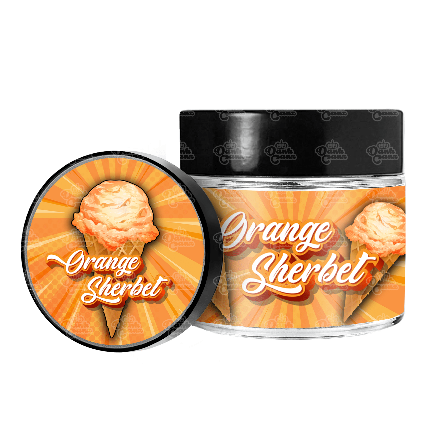 Orange Sherbet 3.5g/60ml Glass Jars - Labelled - DC Packaging Custom Cannabis Packaging