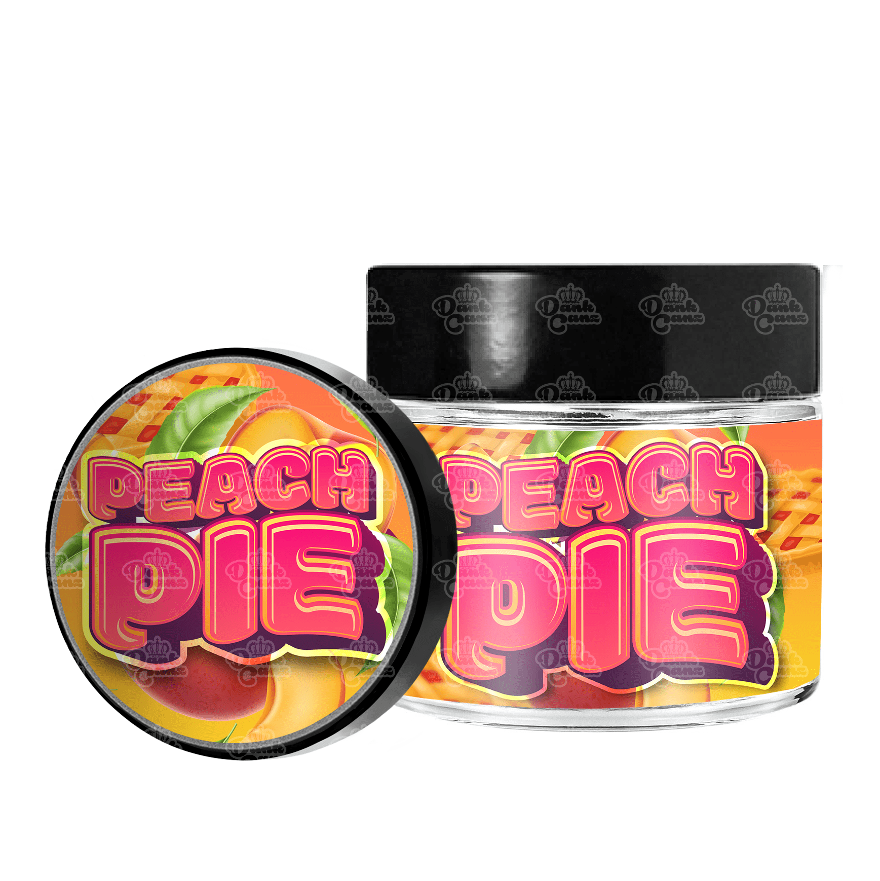 Peach Pie 3.5g/60ml Glass Jars - Labelled - DC Packaging Custom Cannabis Packaging