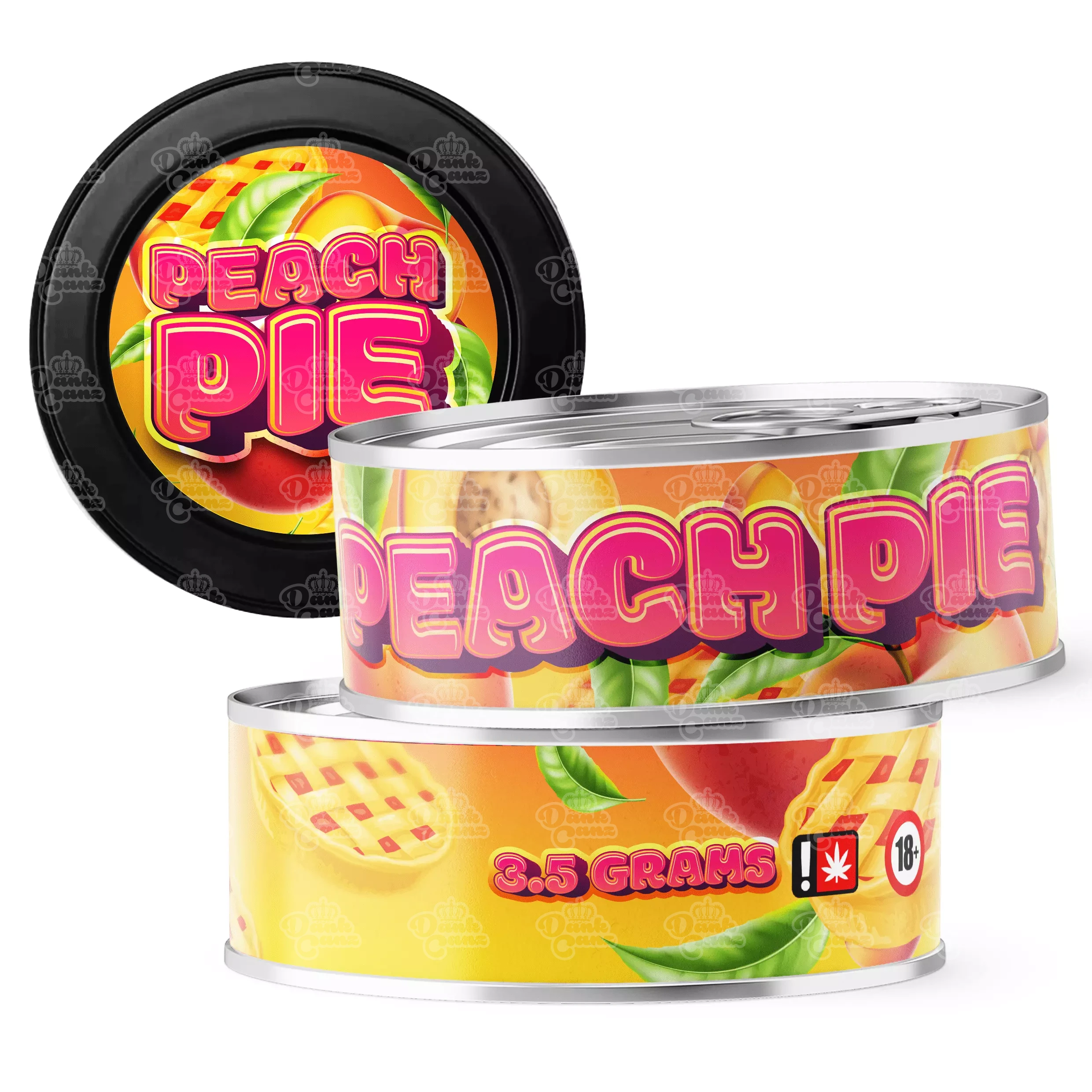 Peach Pie 3.5g Self Seal Tins - DC Packaging Custom Cannabis Packaging