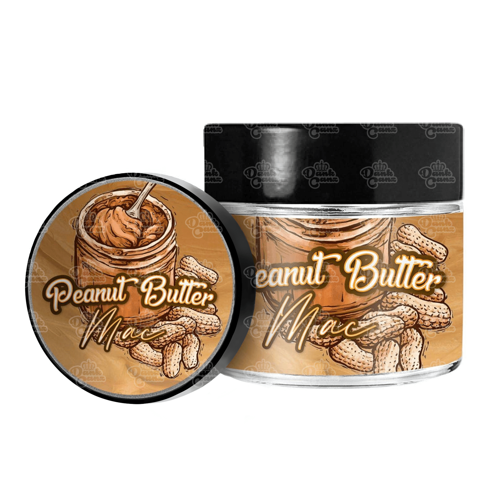 Peanut Butter Mac 3.5g/60ml Glass Jars - Labelled - DC Packaging Custom Cannabis Packaging