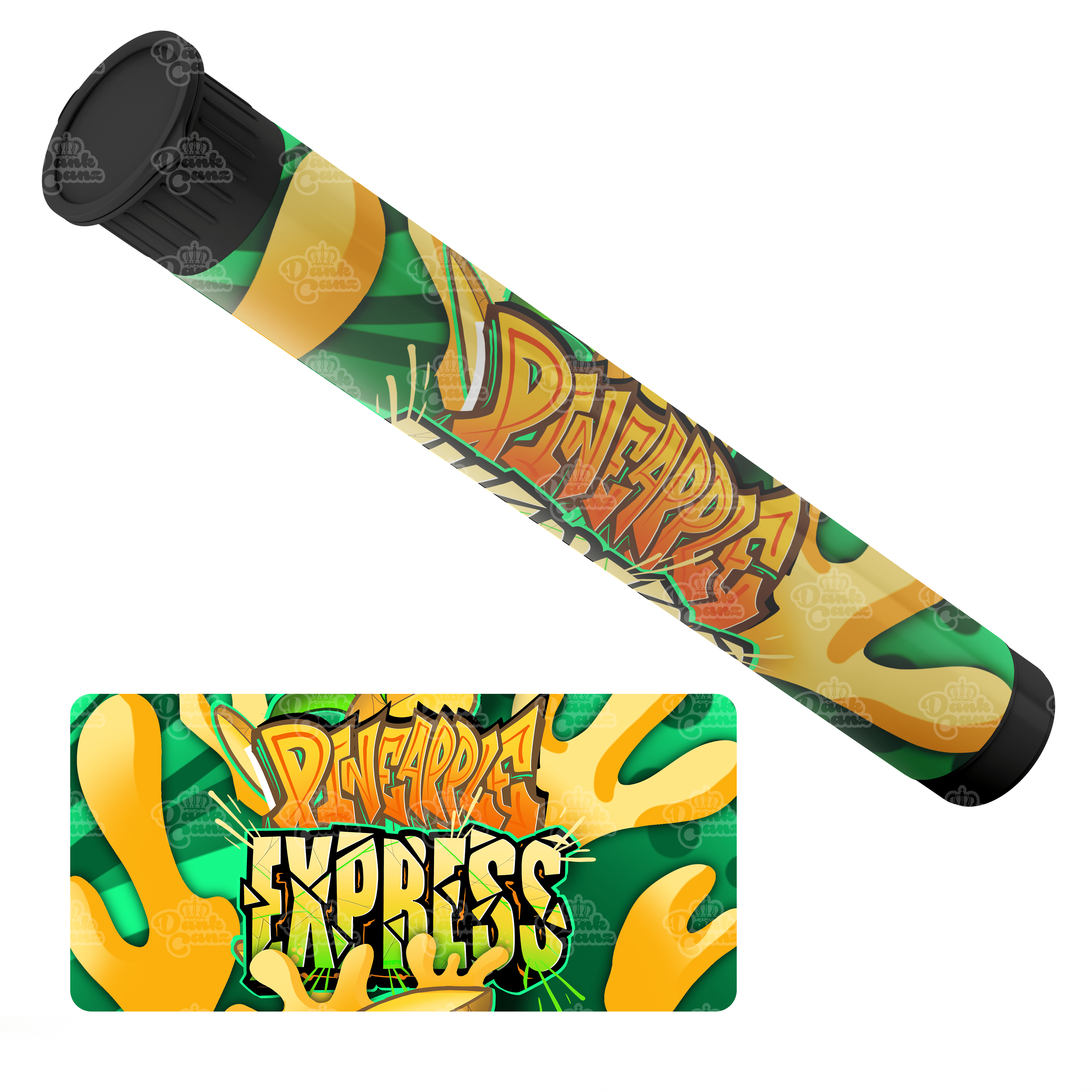 Pineapple Express Pre Roll Tubes - Labelled - DC Packaging Custom Cannabis Packaging