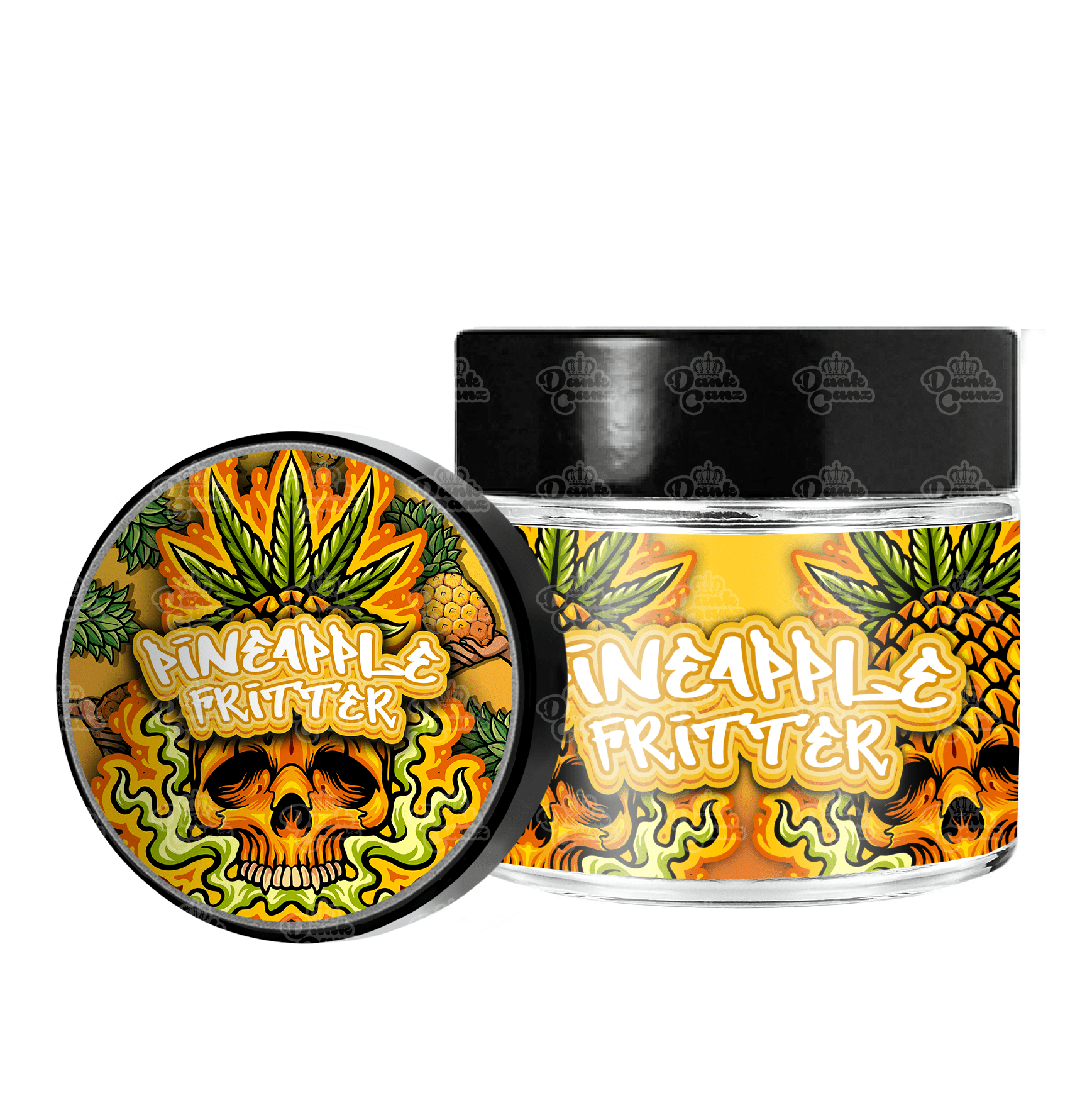 Pineapple Fritter 3.5g/60ml Glass Jars - Labelled - DC Packaging Custom Cannabis Packaging