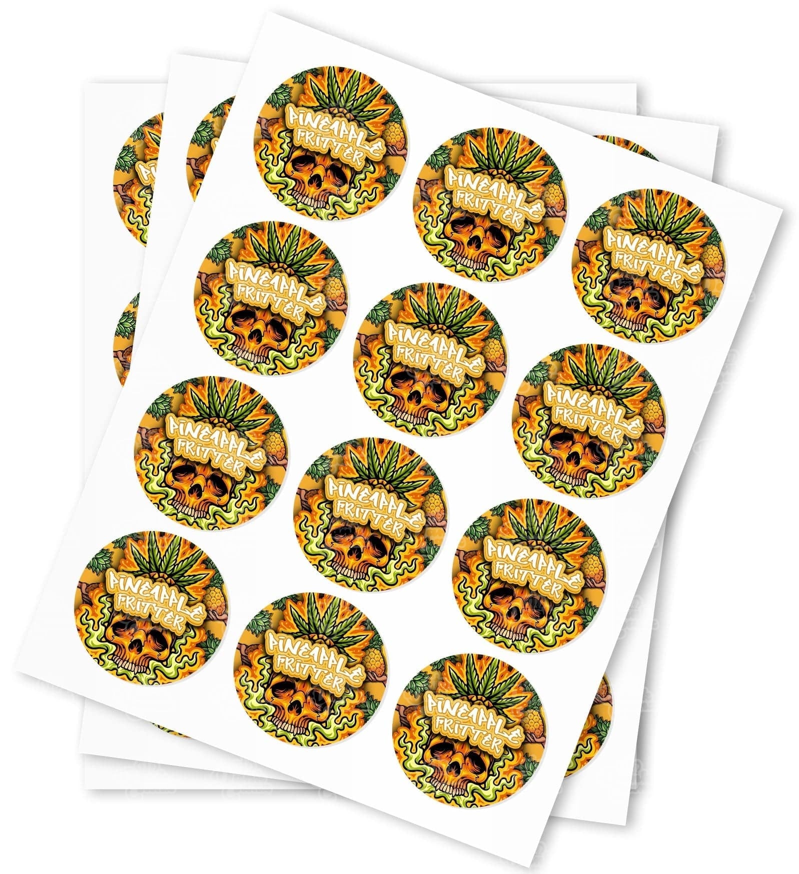 Pineapple Fritter Strain Stickers - DC Packaging Custom Cannabis Packaging