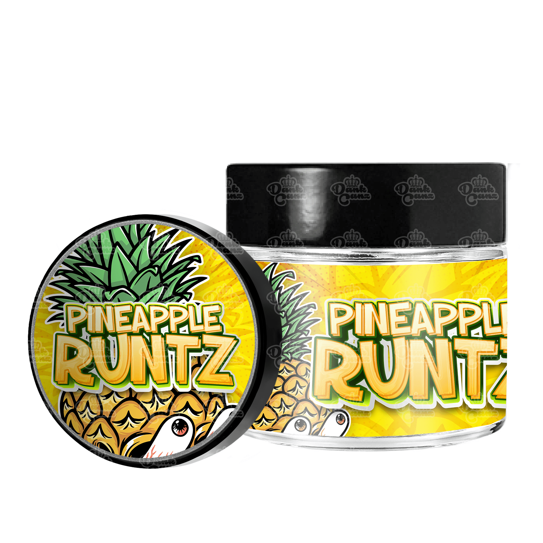 Pineapple Runtz 3.5g/60ml Glass Jars - Labelled - DC Packaging Custom Cannabis Packaging