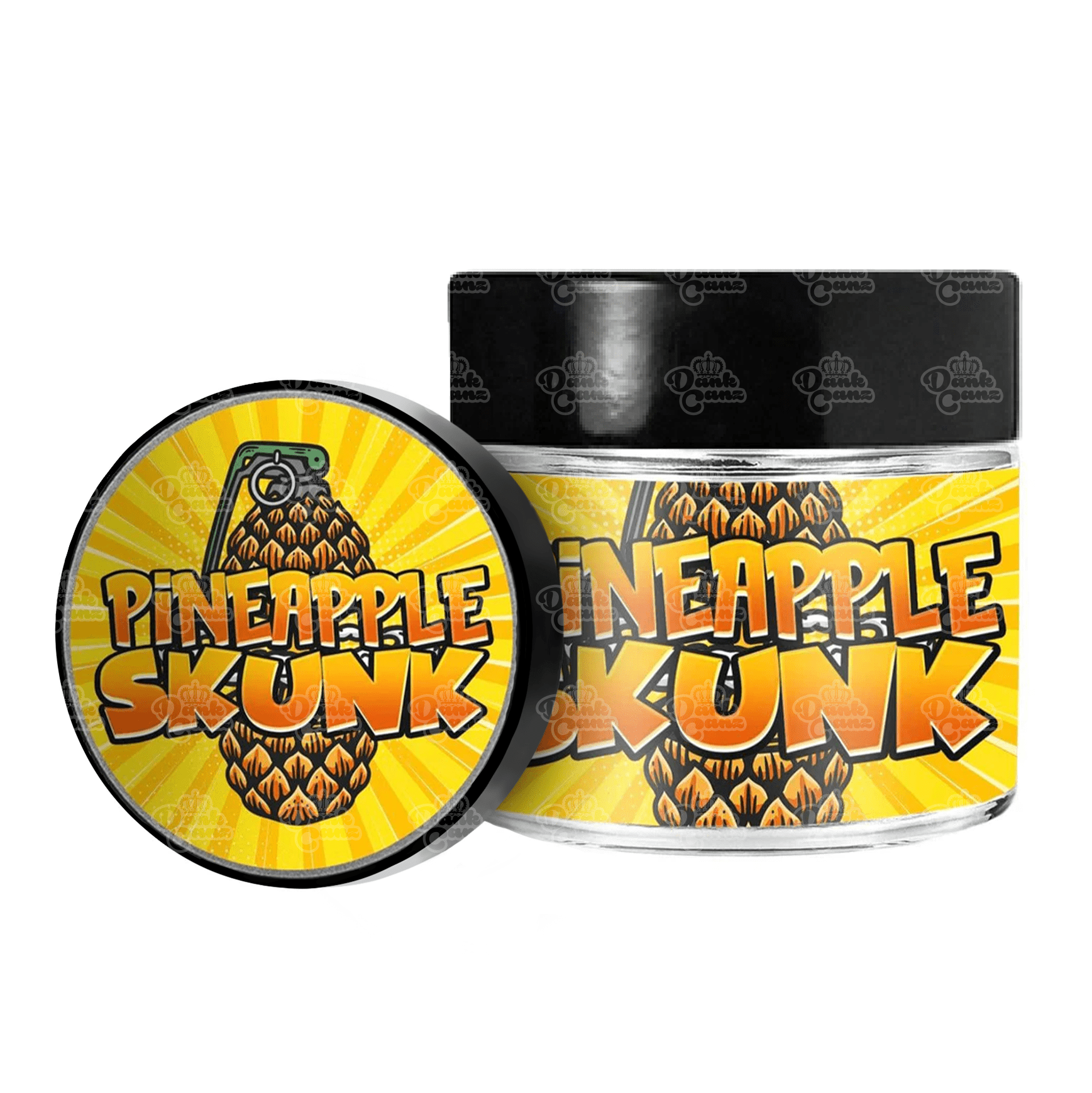 Pineapple Skunk 3.5g/60ml Glass Jars - Labelled - DC Packaging Custom Cannabis Packaging