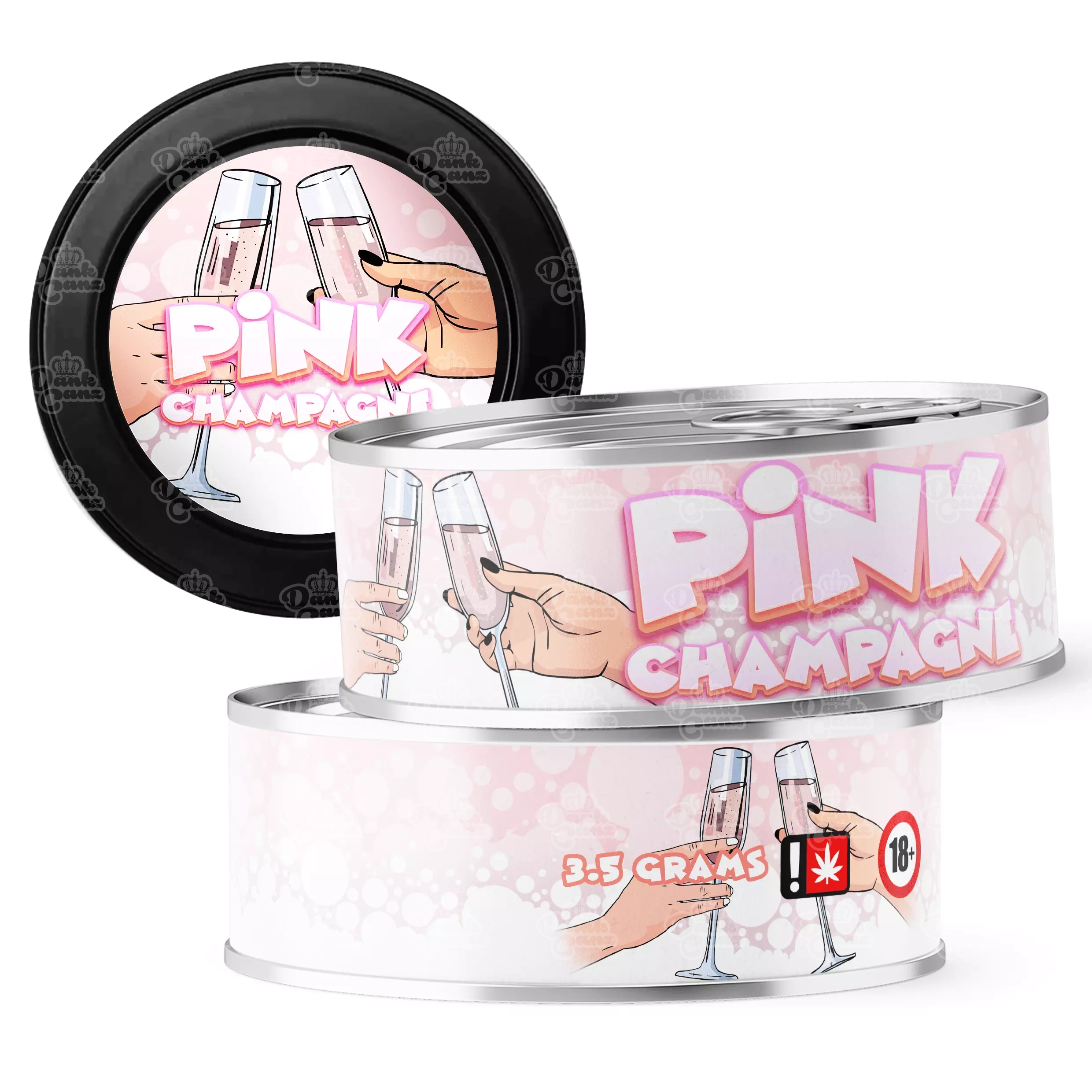 Pink Champagne 3.5g Self Seal Tins - DC Packaging Custom Cannabis Packaging