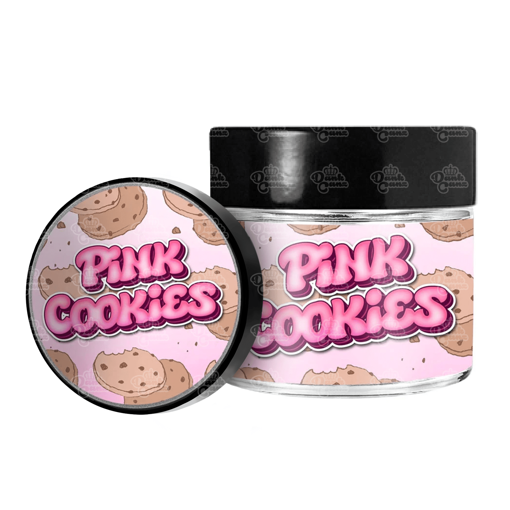 Pink Cookies 3.5g/60ml Glass Jars - Labelled - DC Packaging Custom Cannabis Packaging