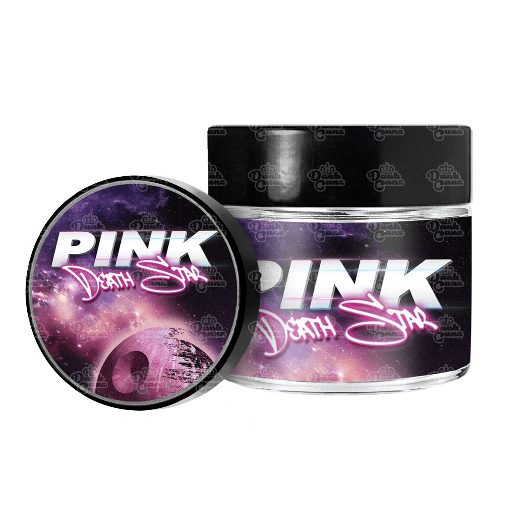 Pink Death Star 3.5g/60ml Glass Jars - Labelled - DC Packaging Custom Cannabis Packaging