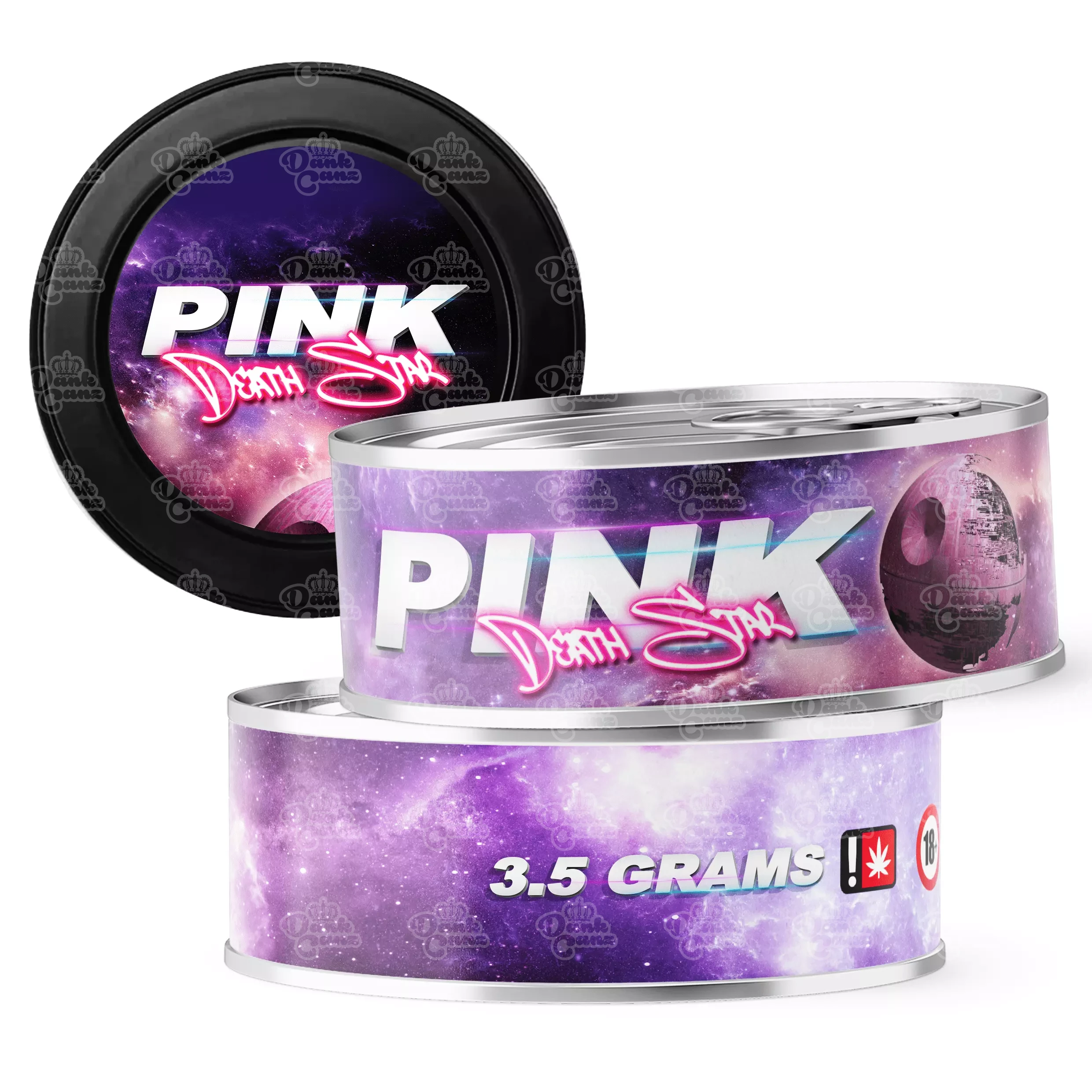 Pink Death Star 3.5g Self Seal Tins - DC Packaging Custom Cannabis Packaging