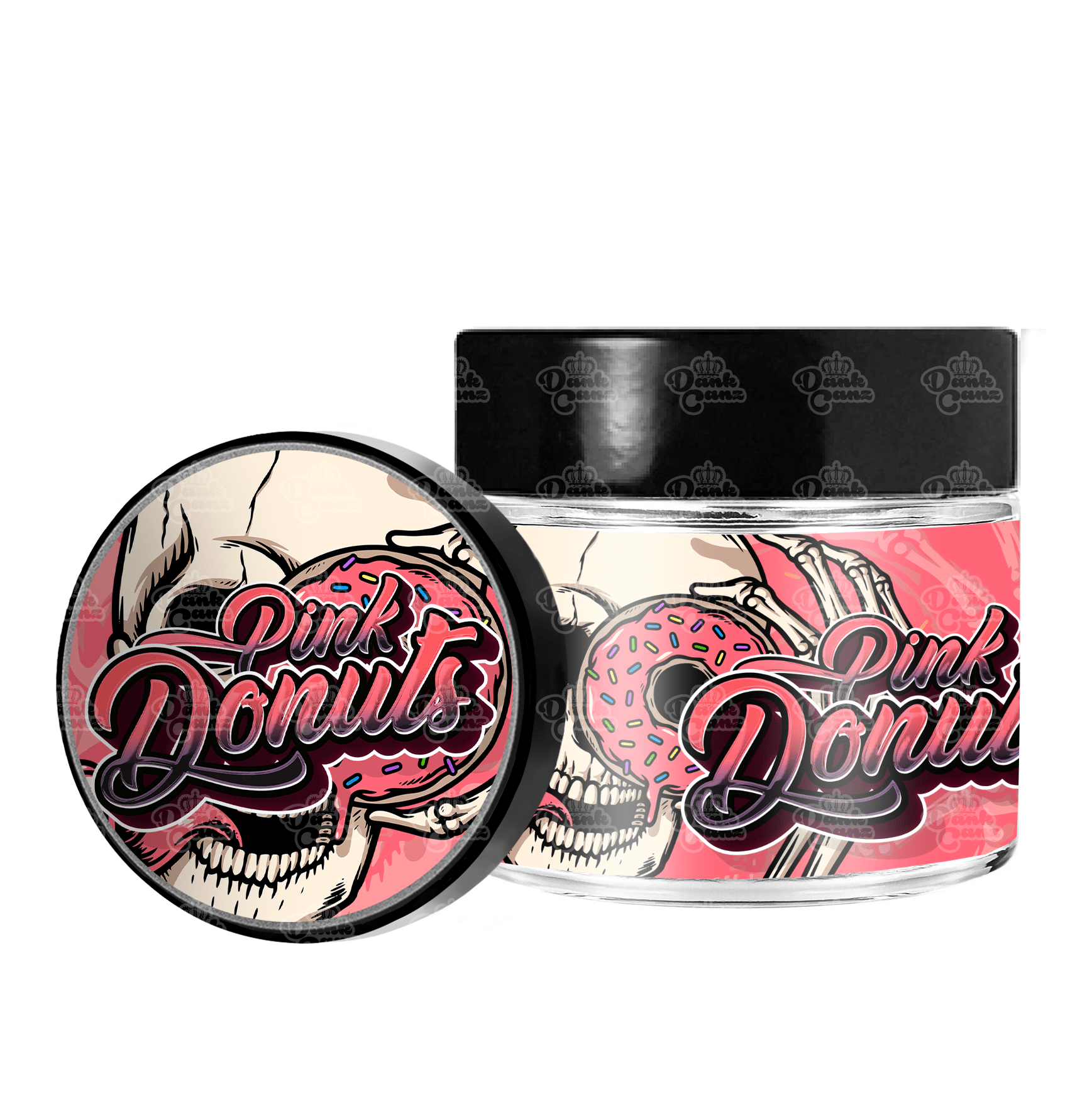 Pink Donuts 3.5g/60ml Glass Jars - Labelled - DC Packaging Custom Cannabis Packaging