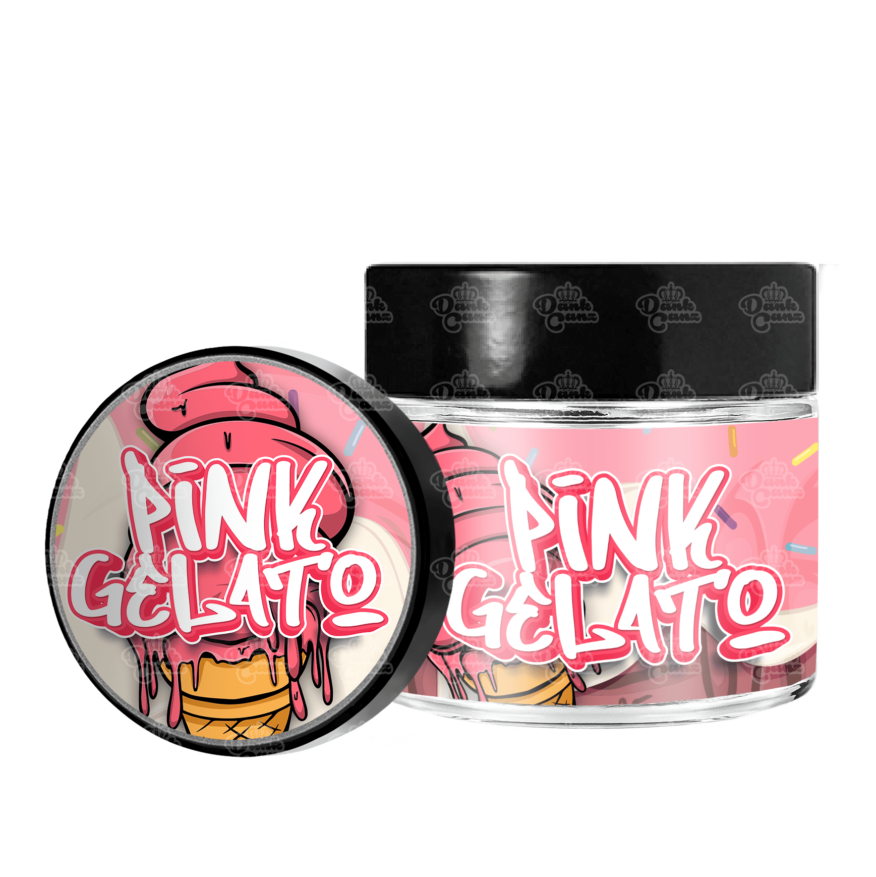 Pink Gelato 3.5g/60ml Glass Jars - Labelled - DC Packaging Custom Cannabis Packaging