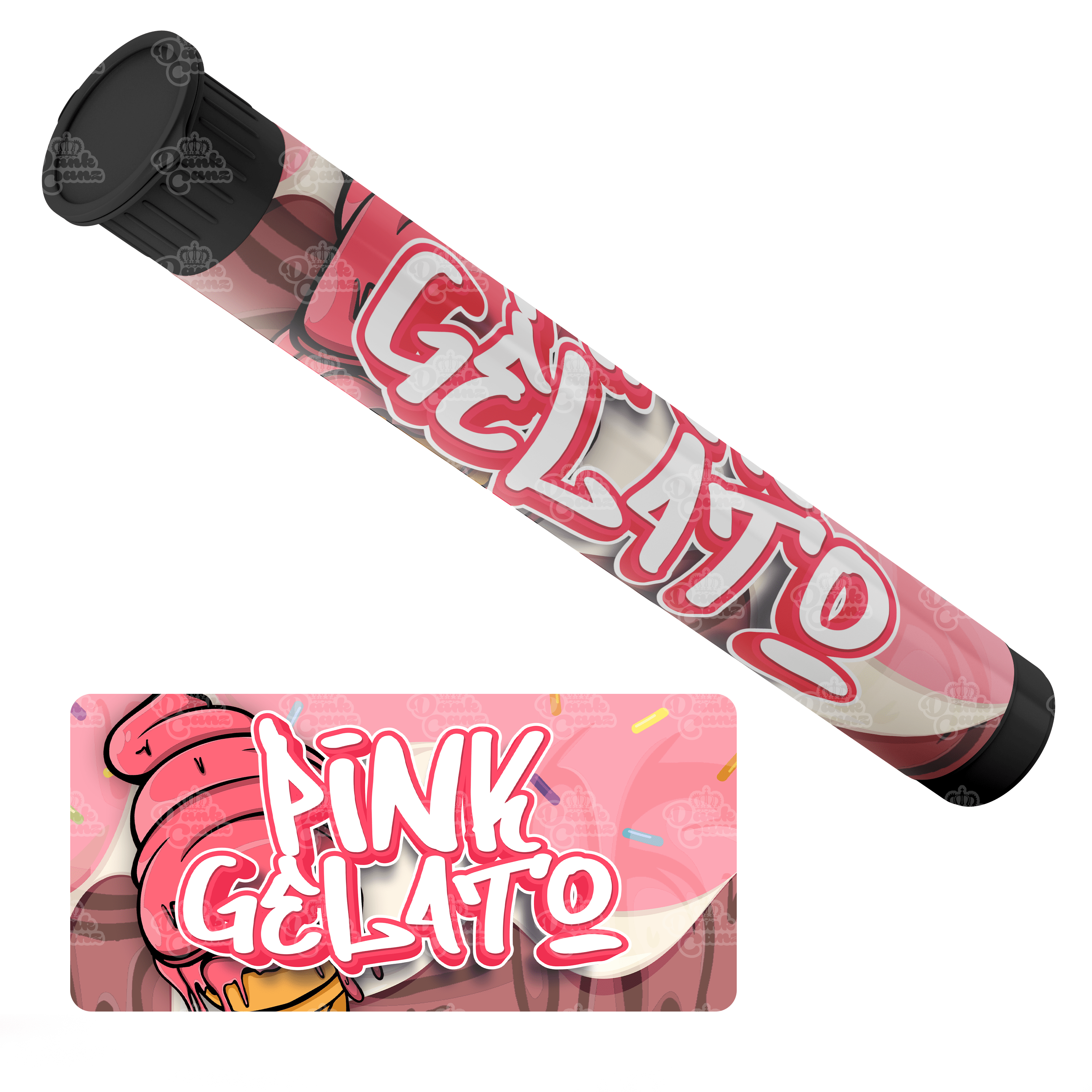 Pink Gelato Pre Roll Tubes - Labelled - DC Packaging Custom Cannabis Packaging