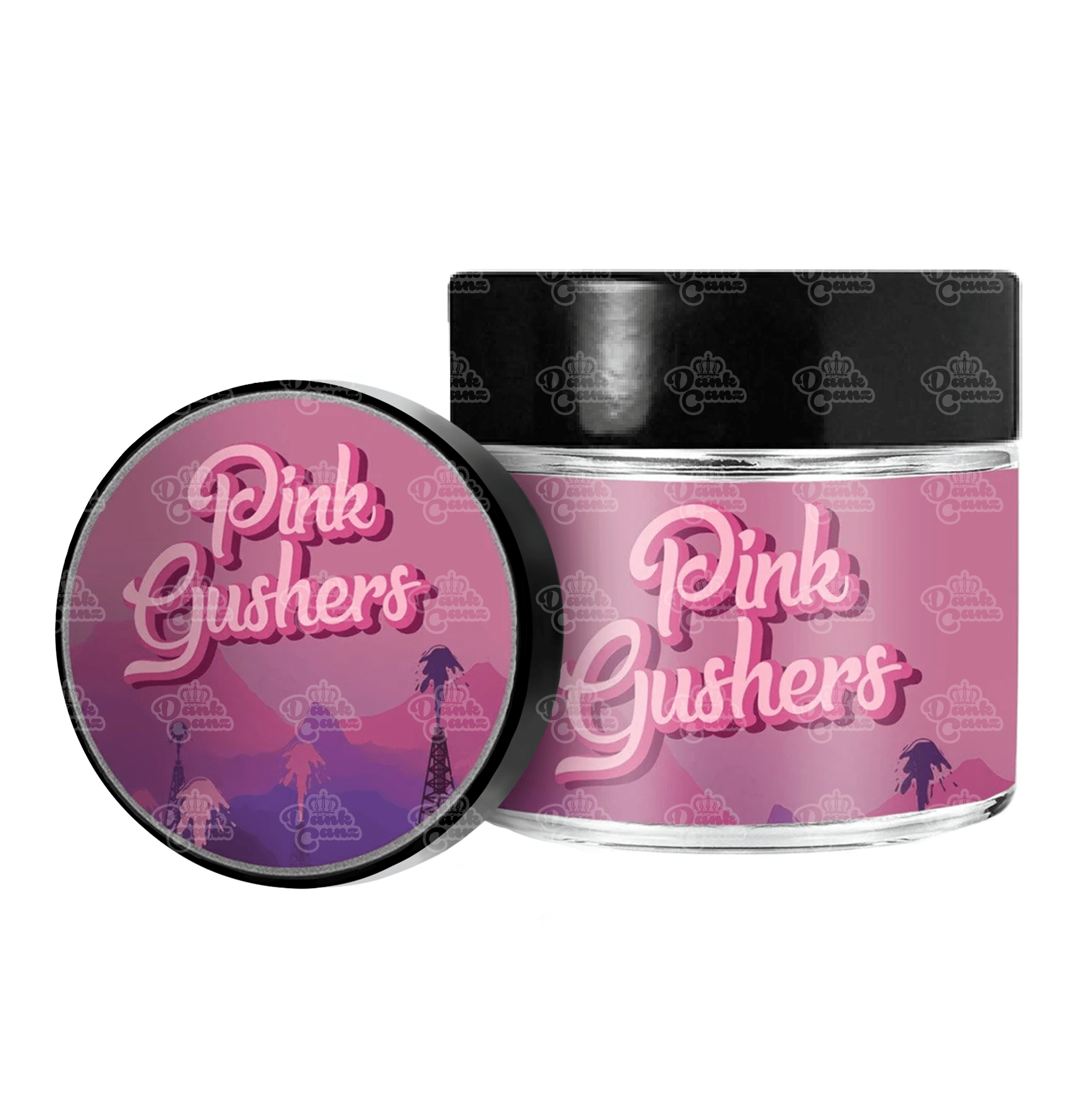 Pink Gushers 3.5g/60ml Glass Jars - Labelled - DC Packaging Custom Cannabis Packaging