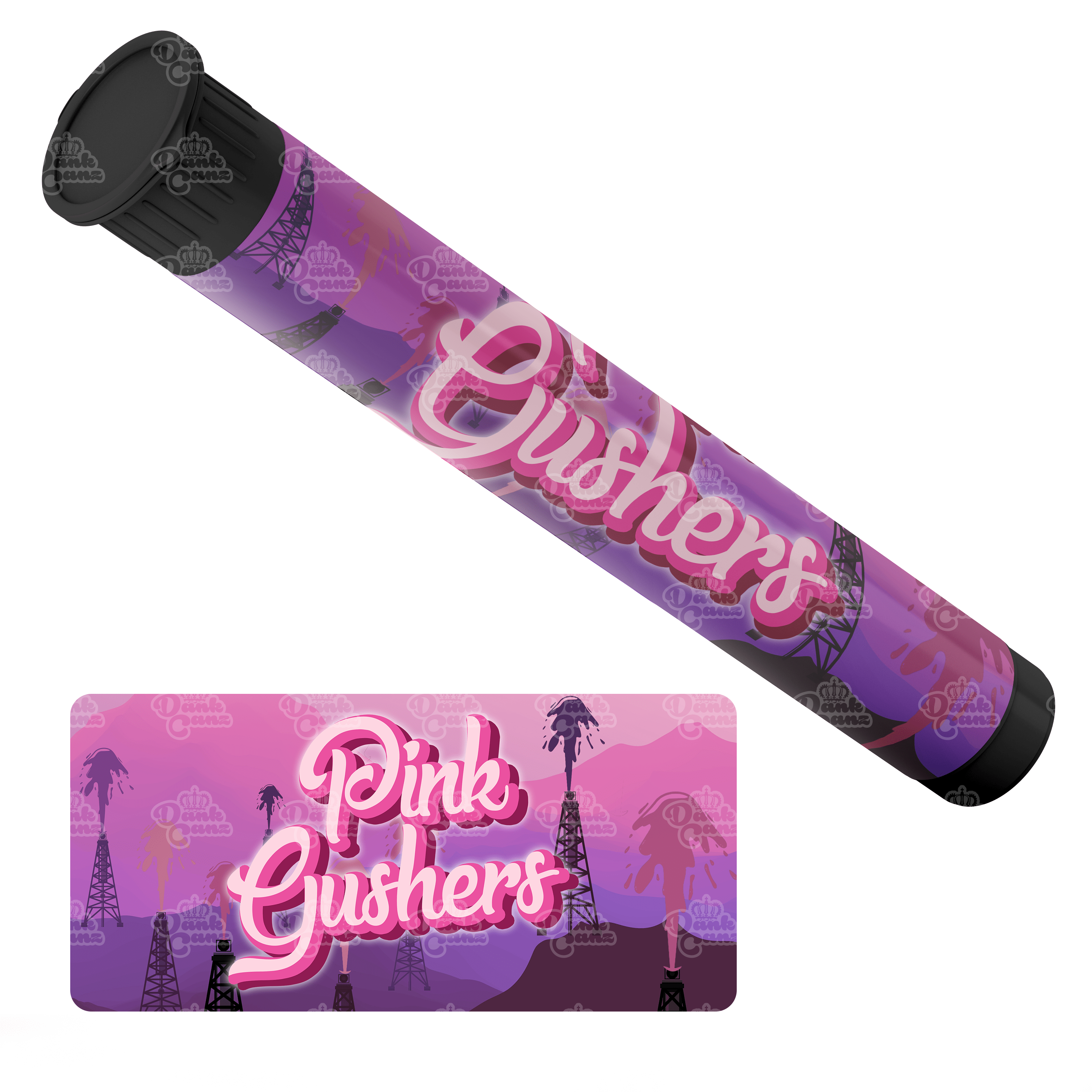 Pink Gushers Pre Roll Tubes - Labelled - DC Packaging Custom Cannabis Packaging