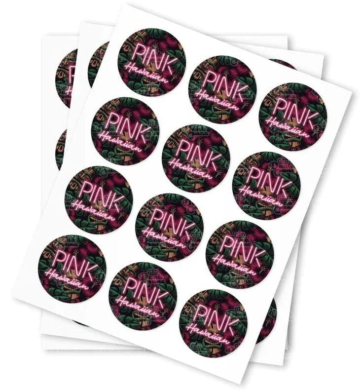 Pink Hawaiian Strain Stickers - DC Packaging Custom Cannabis Packaging
