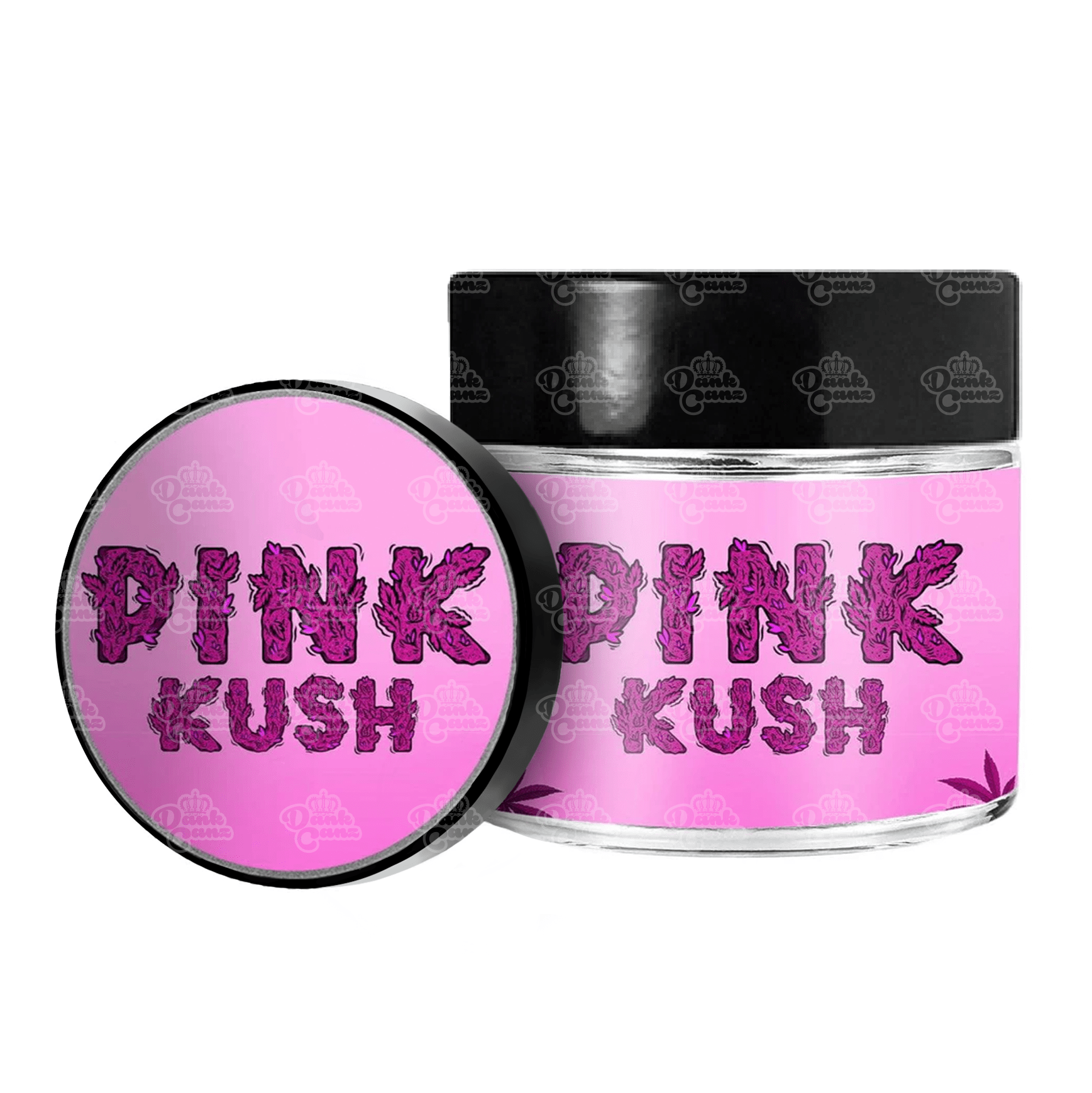 Pink Kush 3.5g/60ml Glass Jars - Labelled - DC Packaging Custom Cannabis Packaging