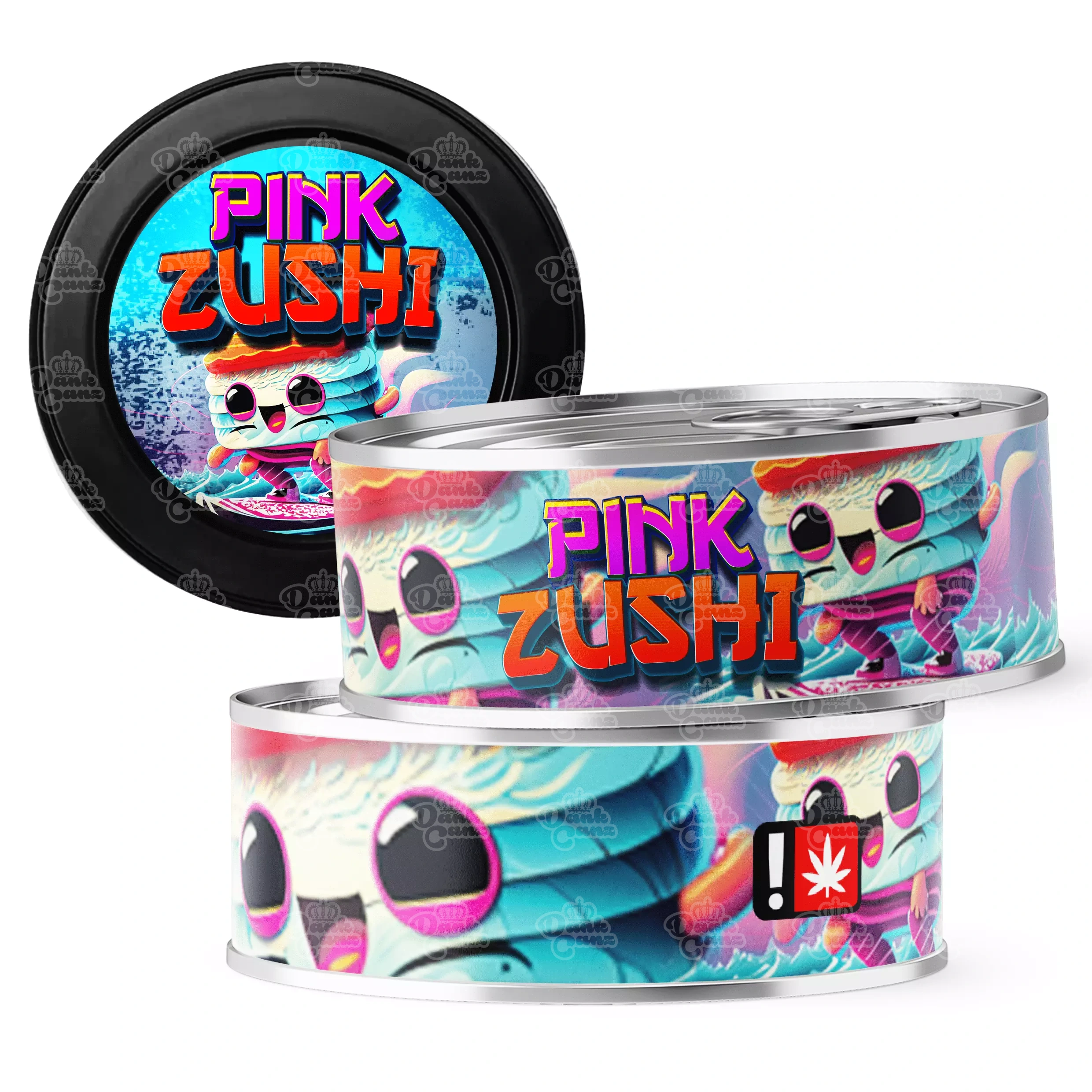 Pink Zushi 3.5g Self Seal Tins - DC Packaging Custom Cannabis Packaging