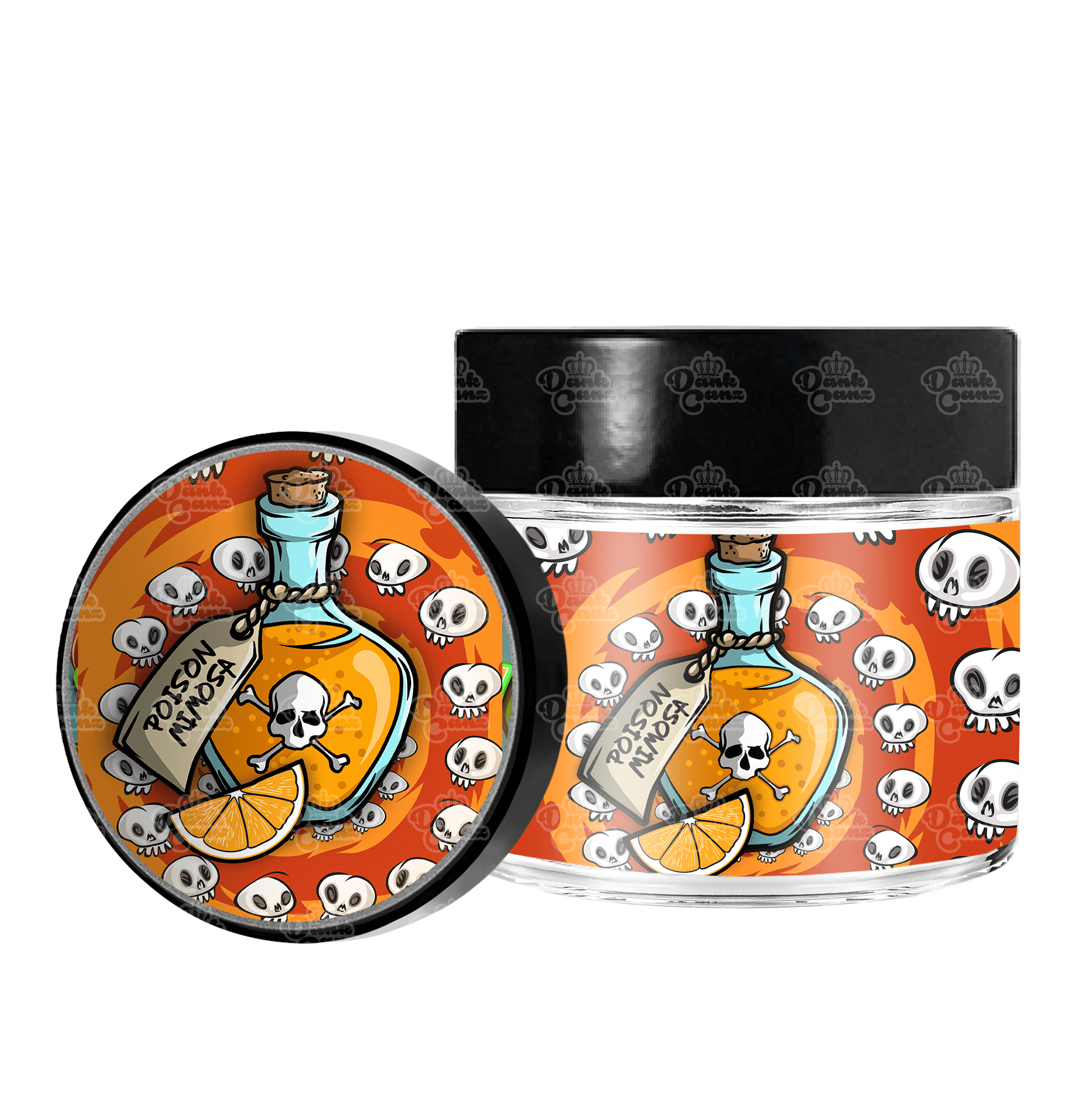 Poison Mimosa 3.5g/60ml Glass Jars - Labelled - DC Packaging Custom Cannabis Packaging