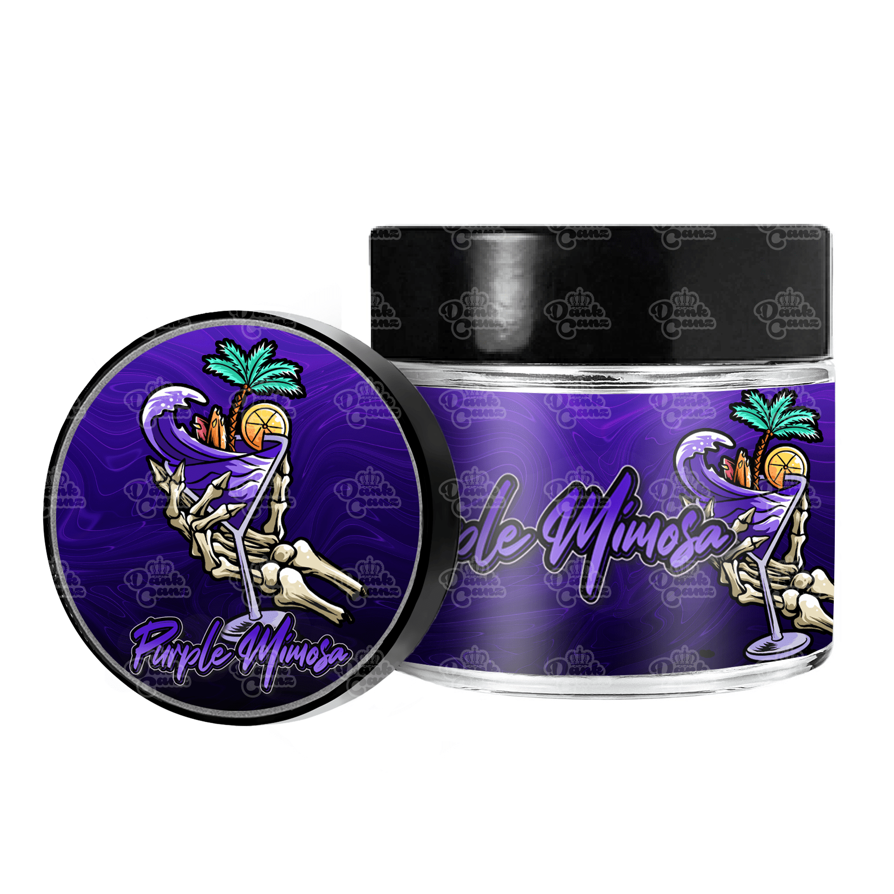 Purple Mimosa 3.5g/60ml Glass Jars - Labelled - DC Packaging Custom Cannabis Packaging