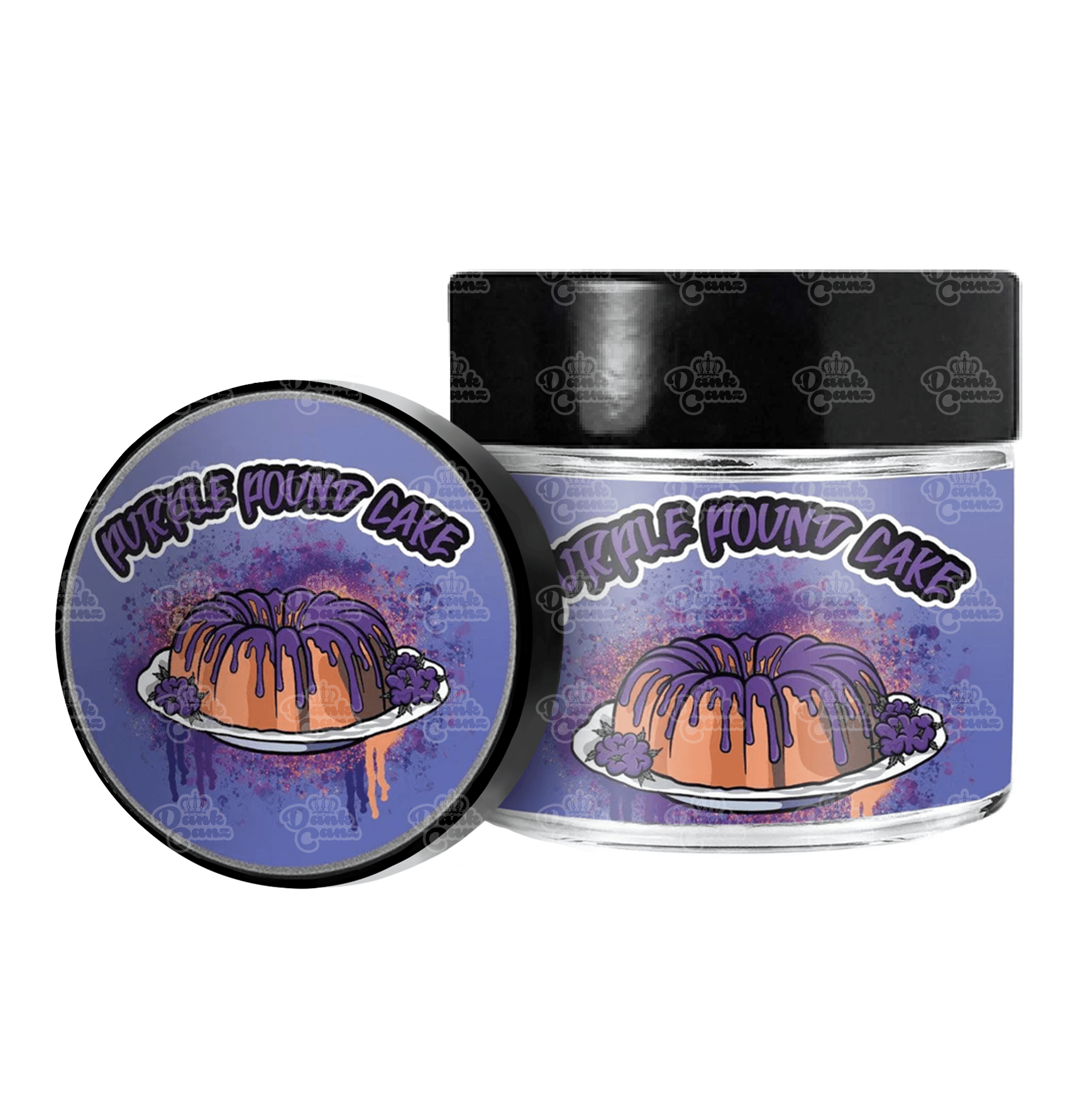 Purple Pound Cake 3.5g/60ml Glass Jars - Labelled - DC Packaging Custom Cannabis Packaging