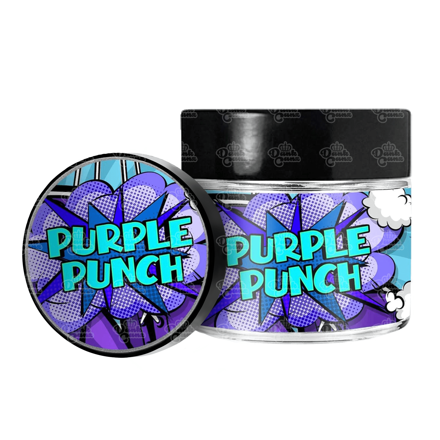 Purple Punch 3.5g/60ml Glass Jars - Labelled - DC Packaging Custom Cannabis Packaging