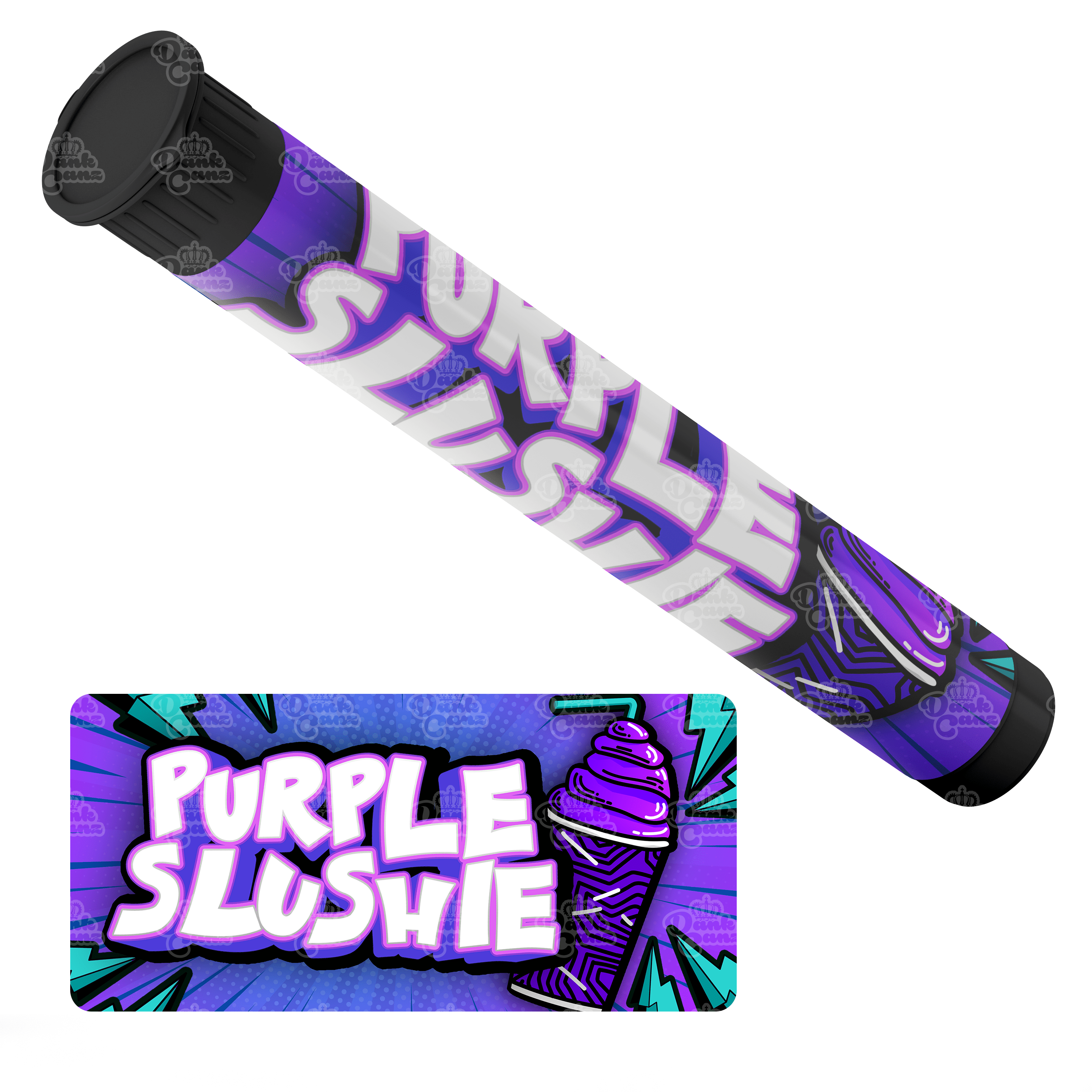 Purple Slushie Pre Roll Tubes - Labelled - DC Packaging Custom Cannabis Packaging