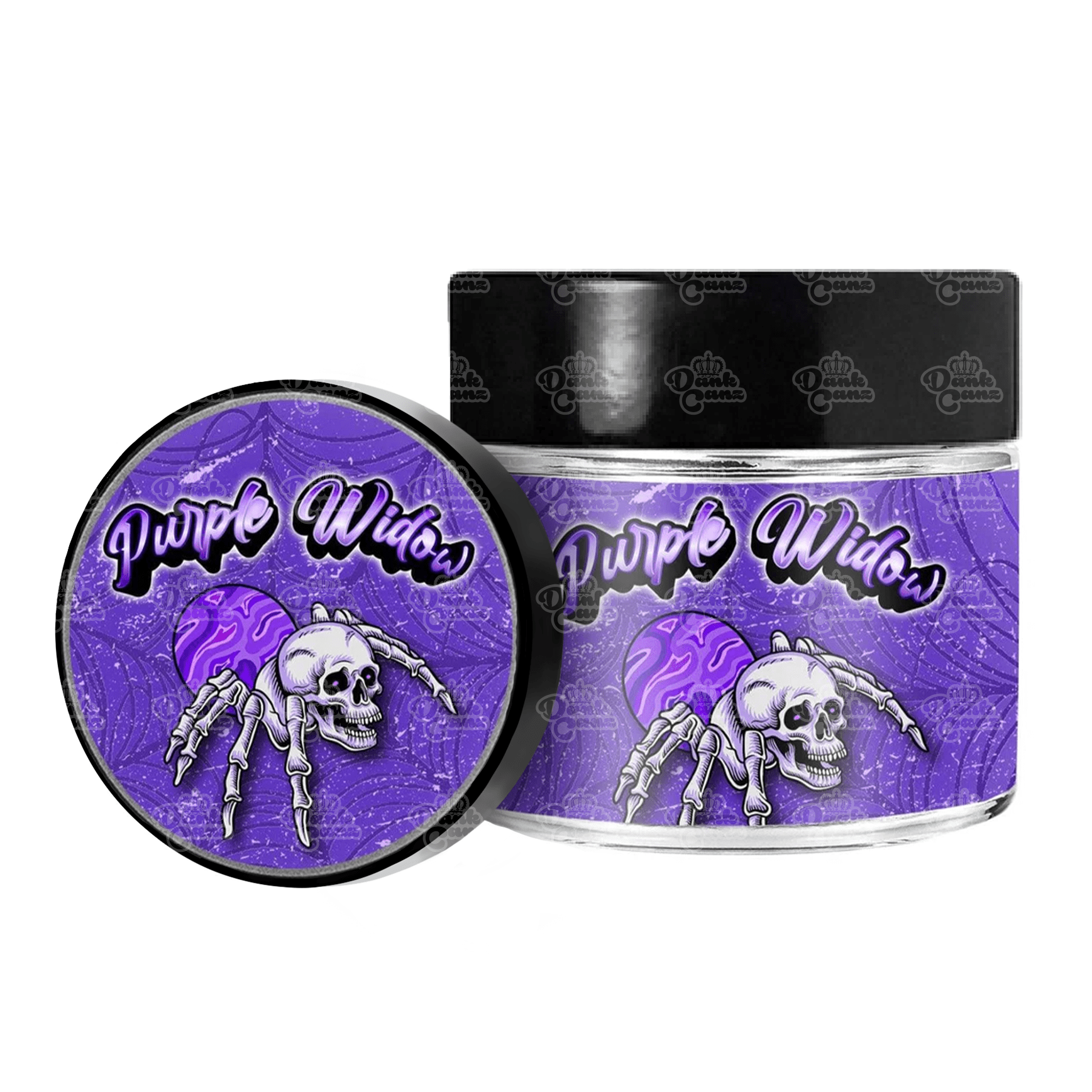 Purple Widow 3.5g/60ml Glass Jars - Labelled - DC Packaging Custom Cannabis Packaging