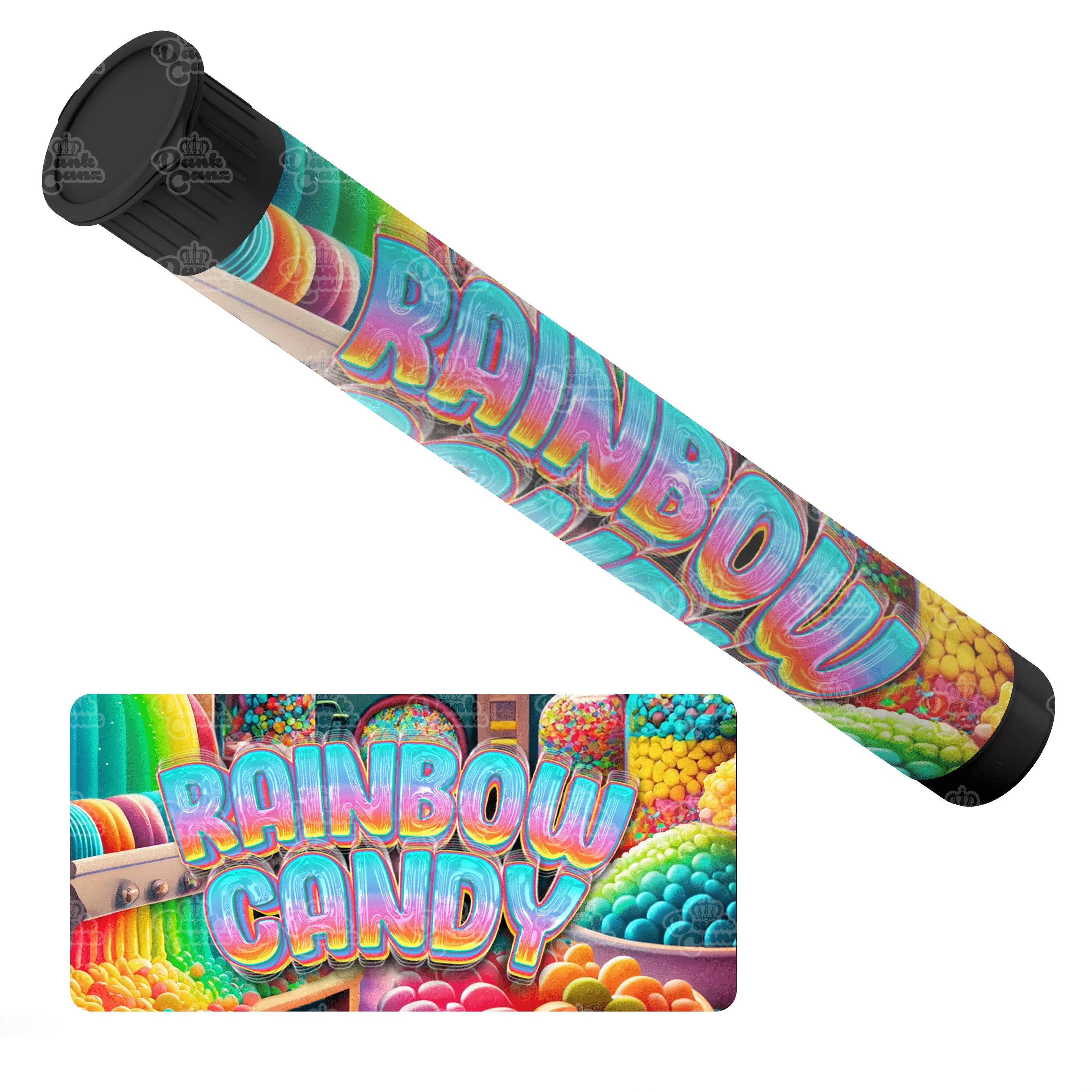 Rainbow Candy Pre Roll Tubes - Labelled - DC Packaging Custom Cannabis Packaging