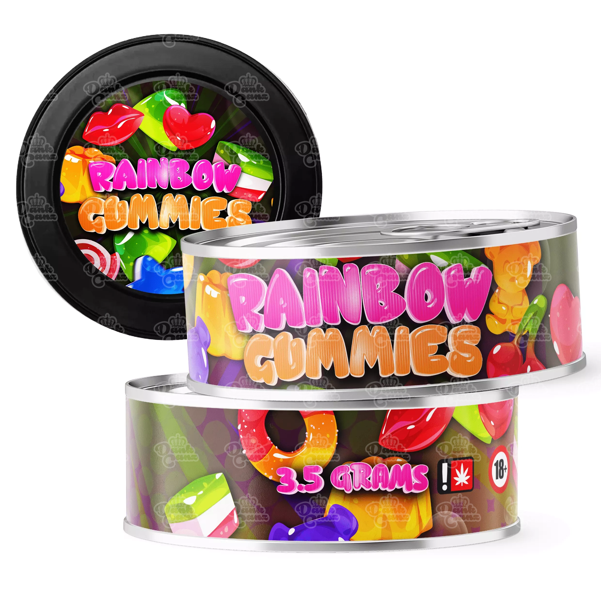 Rainbow Gummies 3.5g Self Seal Tins - DC Packaging Custom Cannabis Packaging