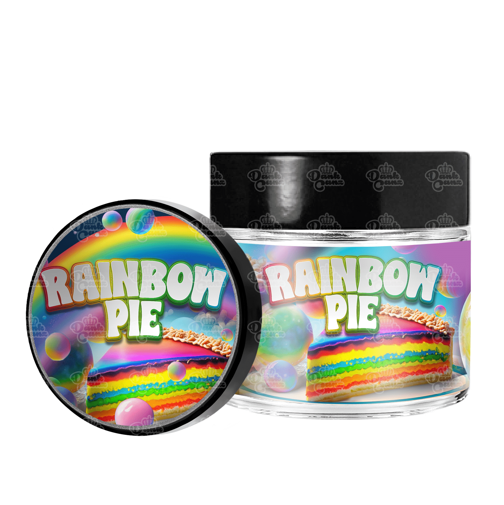 Rainbow Pie 3.5g/60ml Glass Jars - Labelled - DC Packaging Custom Cannabis Packaging